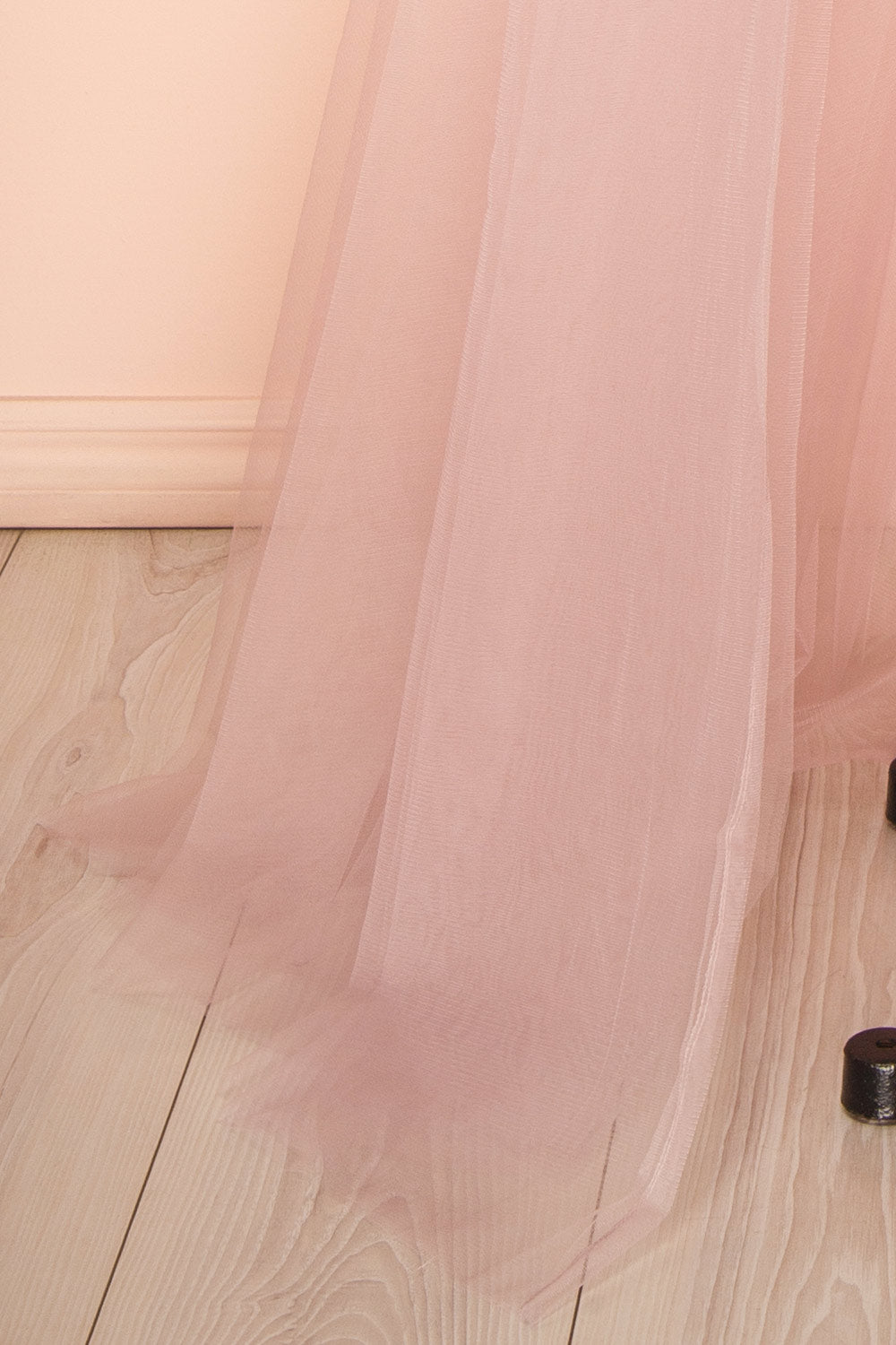 Volina Mauve Floral Embroidered Tulle Cape with Feathers | Boudoir 1861 bottom