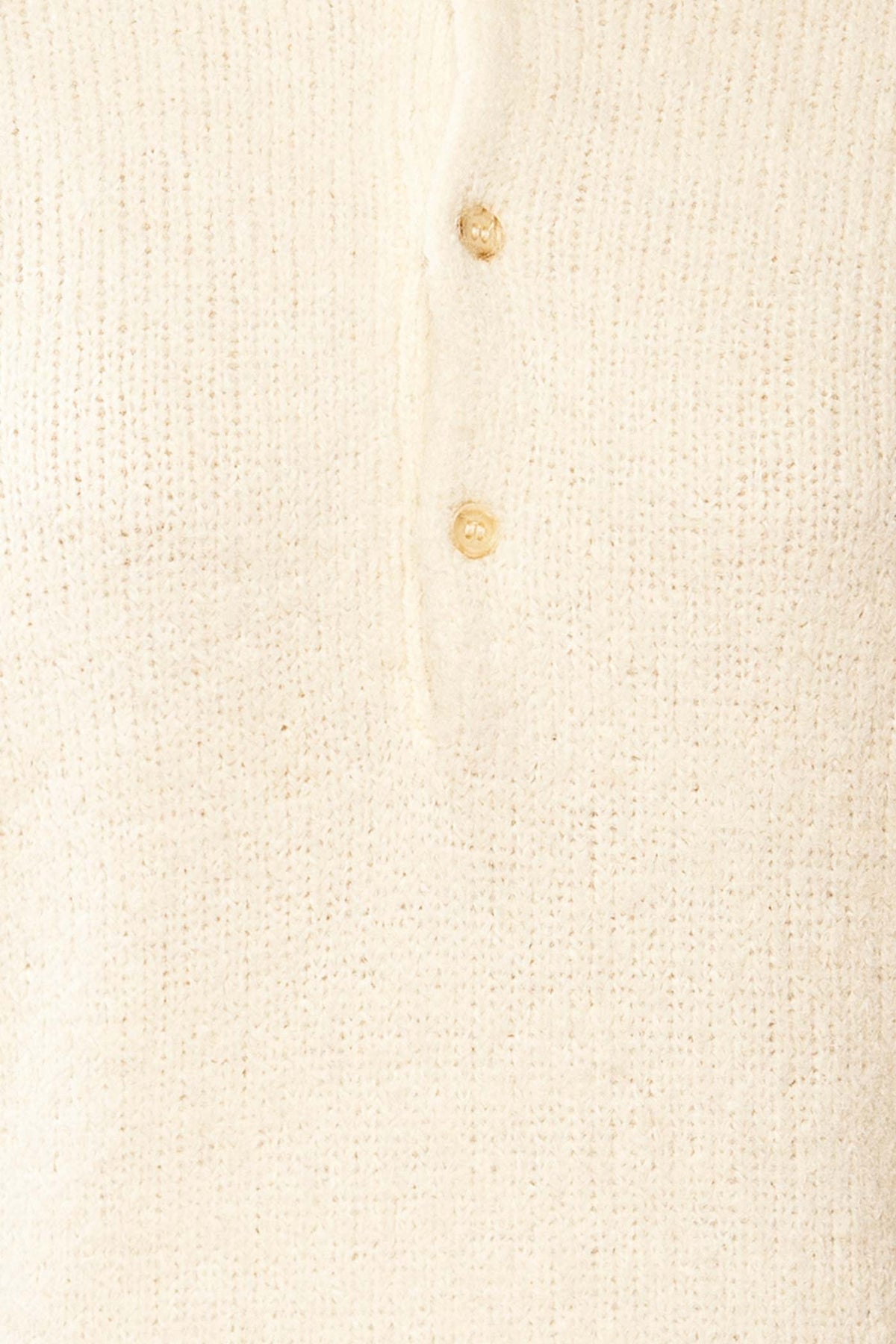 fabric view of Voront Ivory Knit Sweater with Polo Neck at La petite garçonne