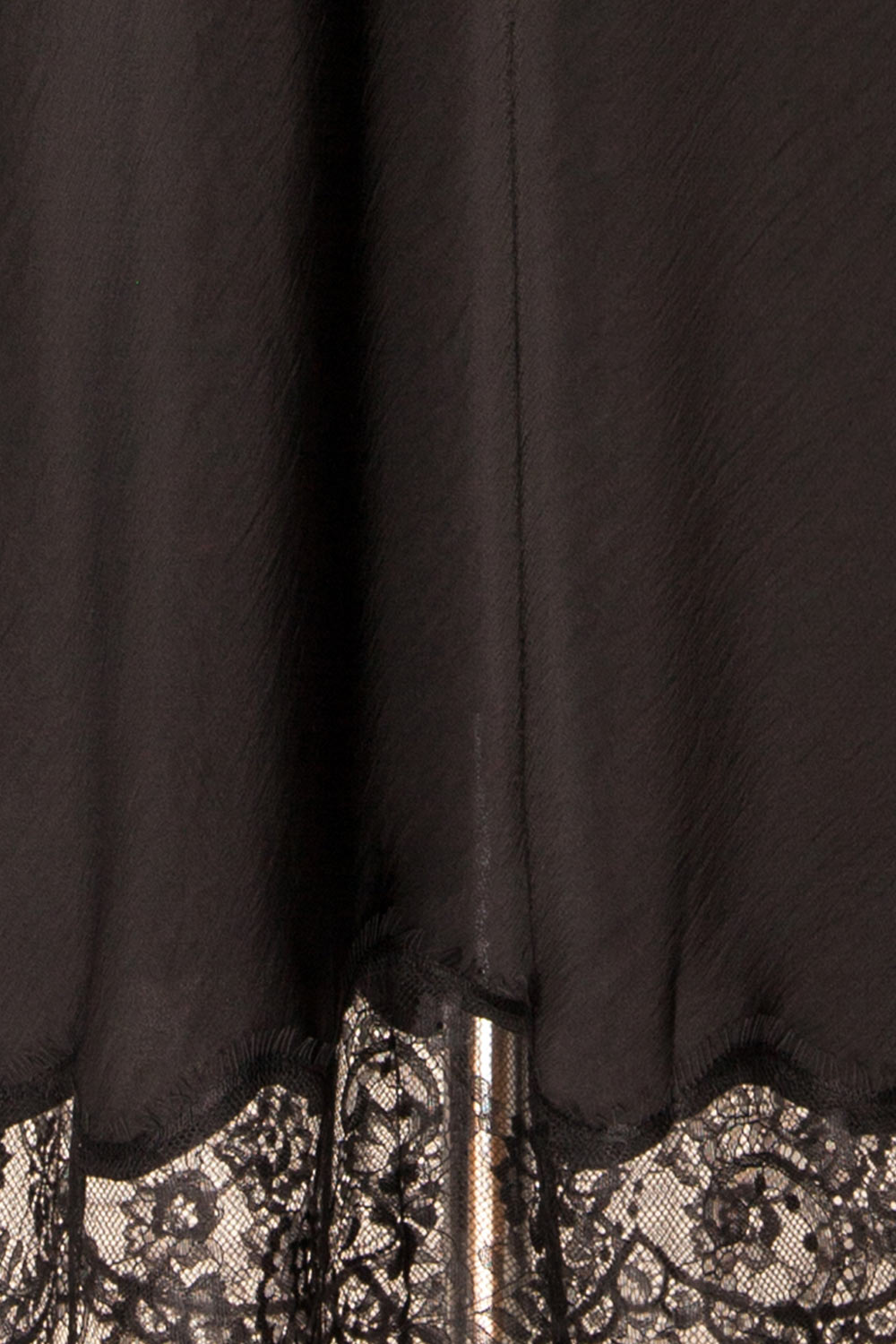 Vrako Black Midi Satin Skirt with Lace | La petite garçonne fabric