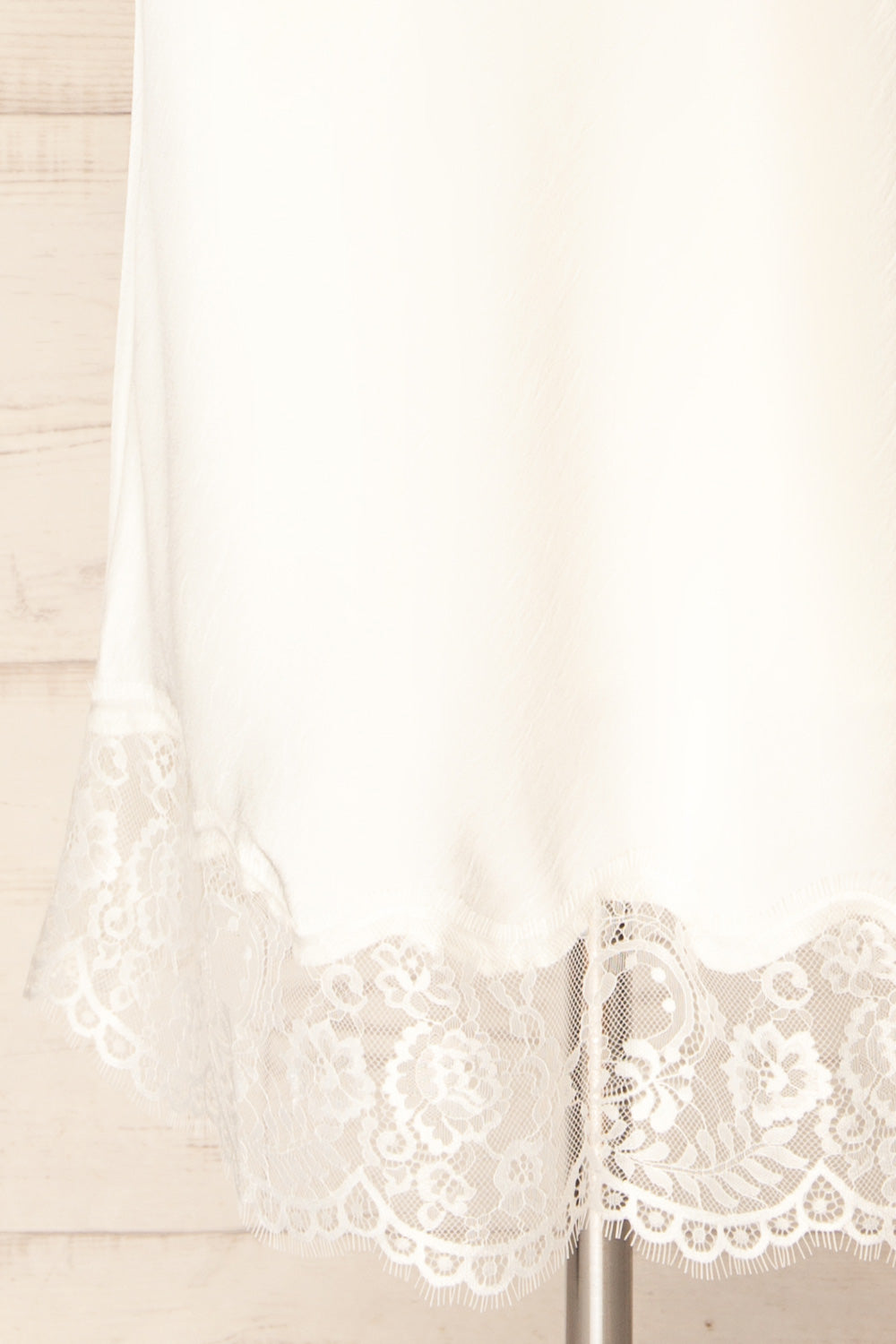 Vrako Ivory Midi Satin Skirt with Lace | La petite garçonne bottom