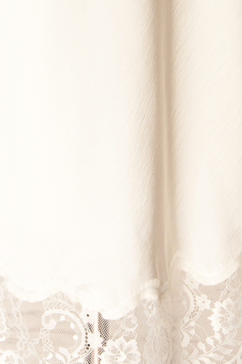 Vrako Ivory Midi Satin Skirt with Lace | La petite garçonne fabric