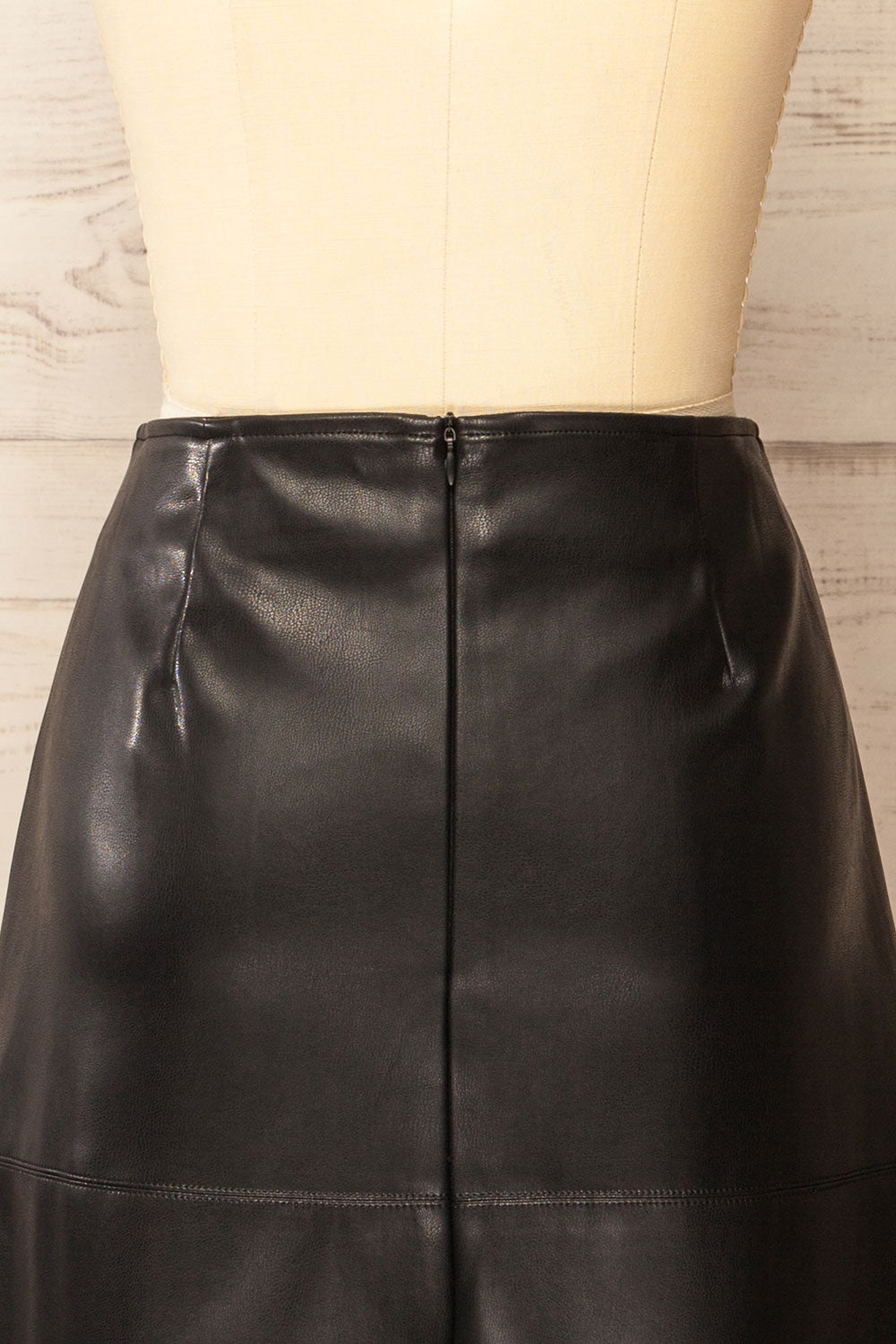 Walachia Black Faux-Leather Midi Skirt | La petite garçonne back