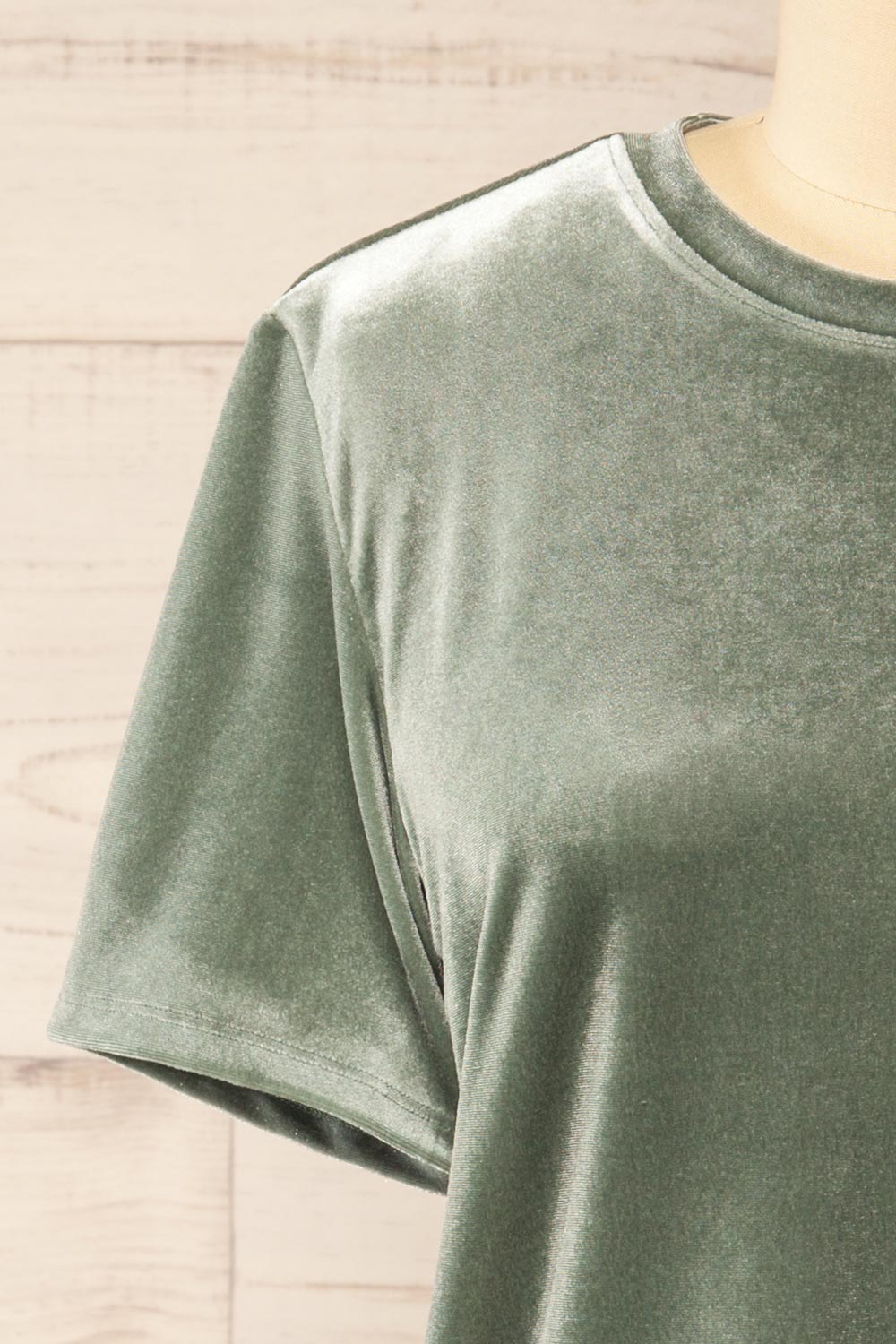 Walsall Sage Velvet T-Shirt | La petite garçonne front