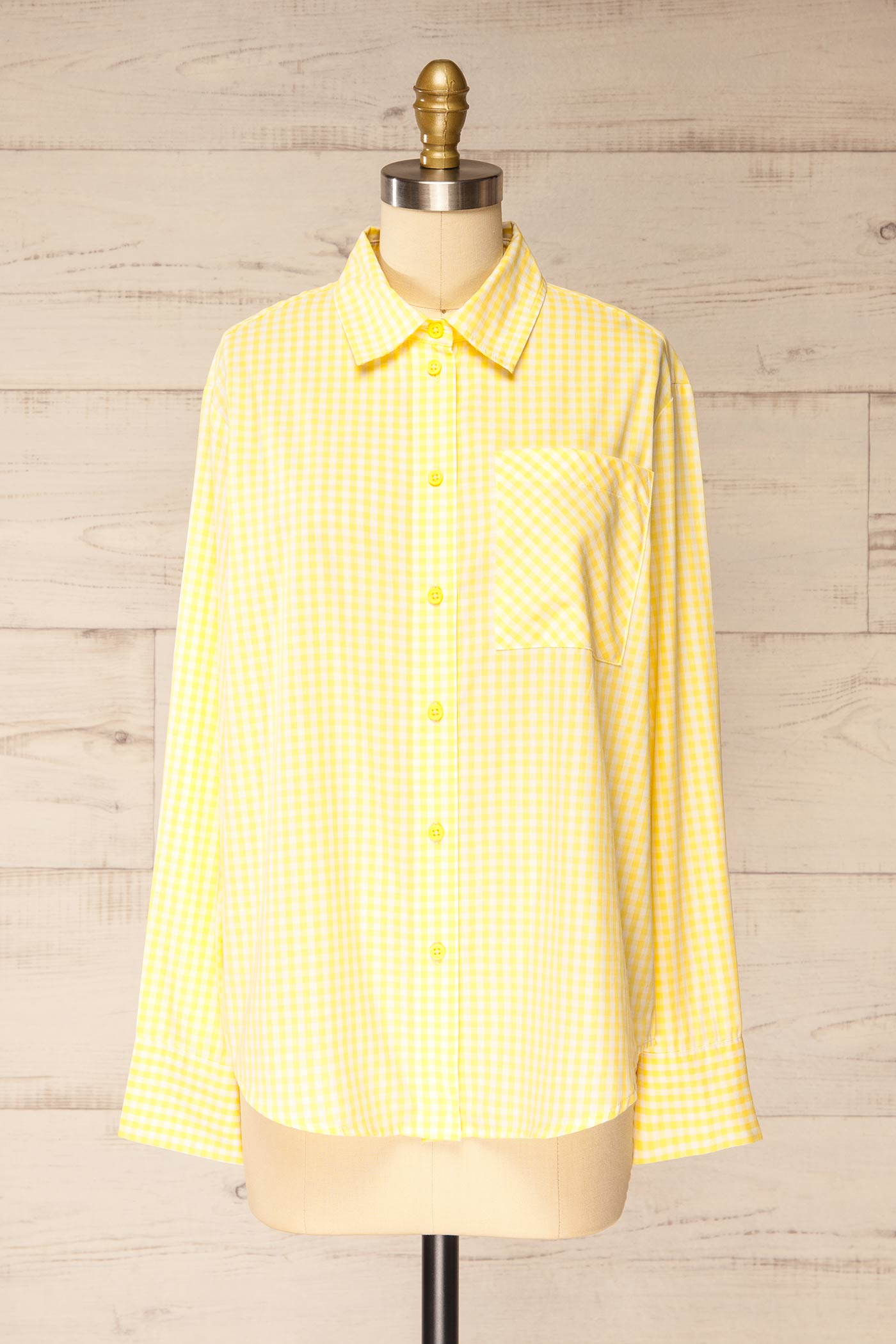 Wardha Yellow Gingham Shirt with Long Sleeves | La petite garçonne front