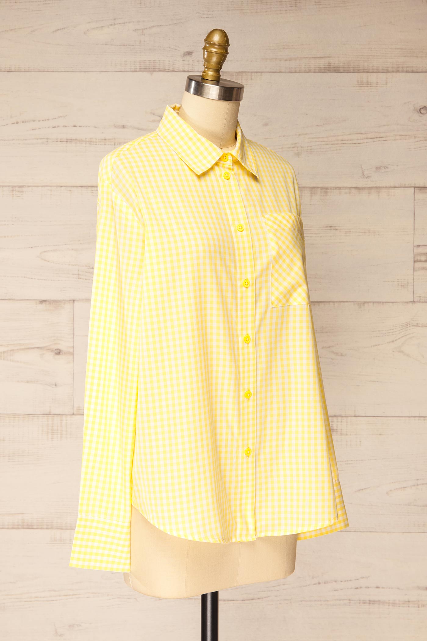 Wardha Yellow Gingham Shirt with Long Sleeves | La petite garçonne side