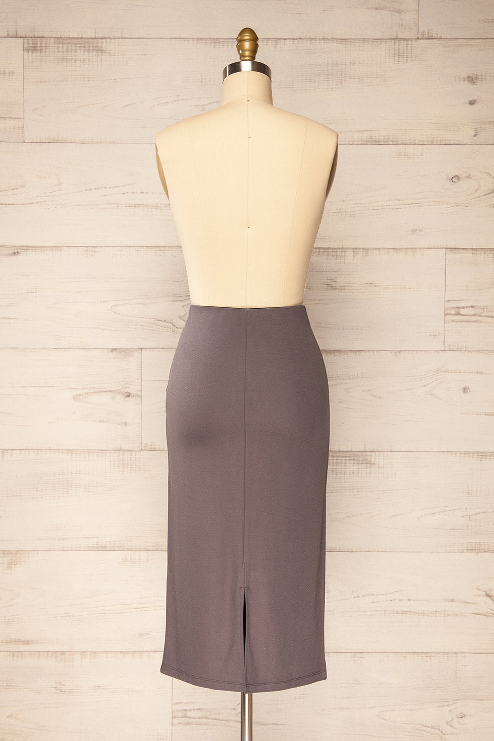Warkalyk Grey Straight Midi Skirt | La petite garçonne back view
