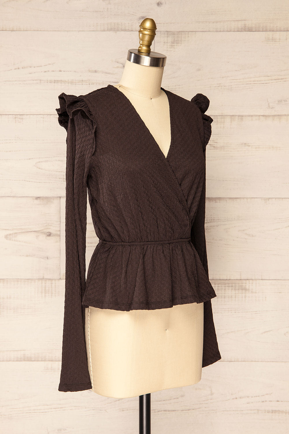 Warkgal Black V-Neck Top w/ Long Sleeves | La petite garçonne side view