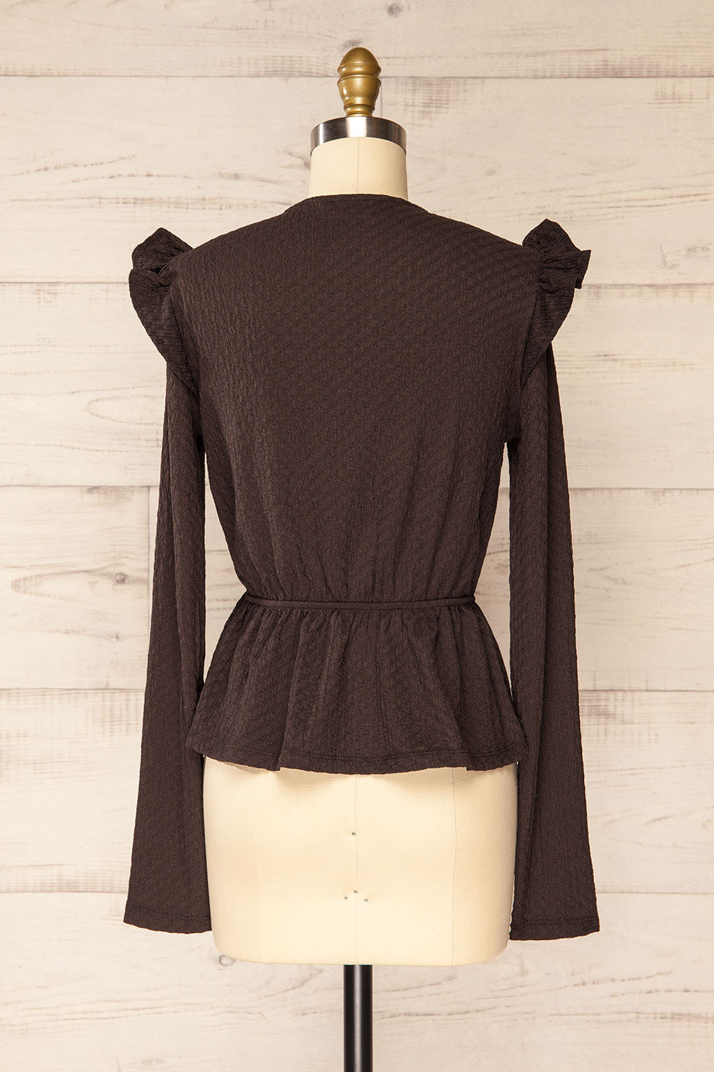 Warkgal Black V-Neck Top w/ Long Sleeves | La petite garçonne back view