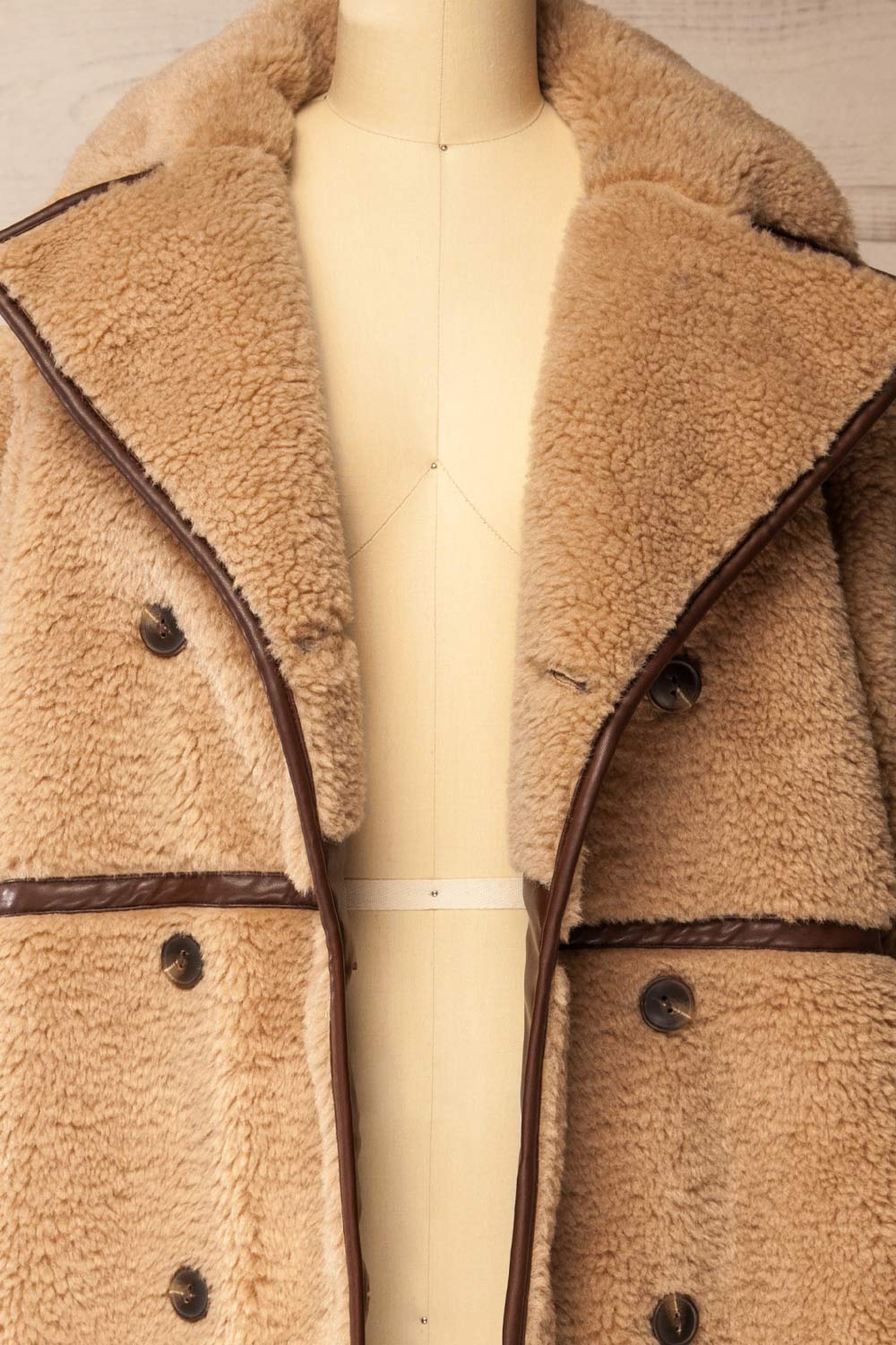Warwick Beige Button-Up Teddy Coat | La petite garçonne open