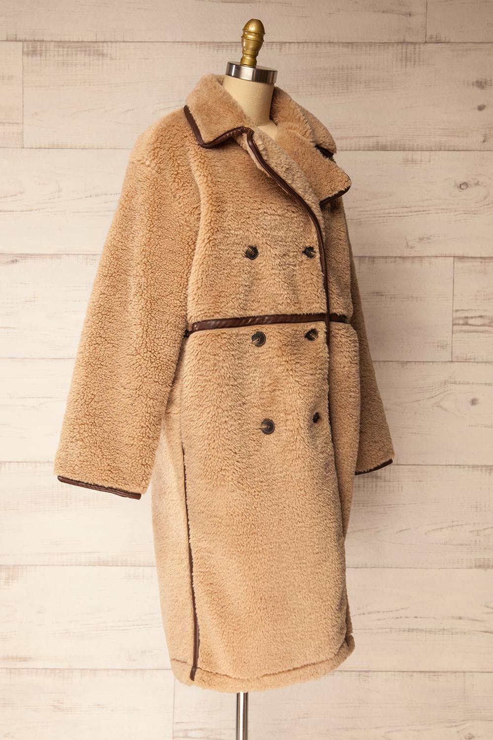 Warwick Beige Button-Up Teddy Coat | La petite garçonne side