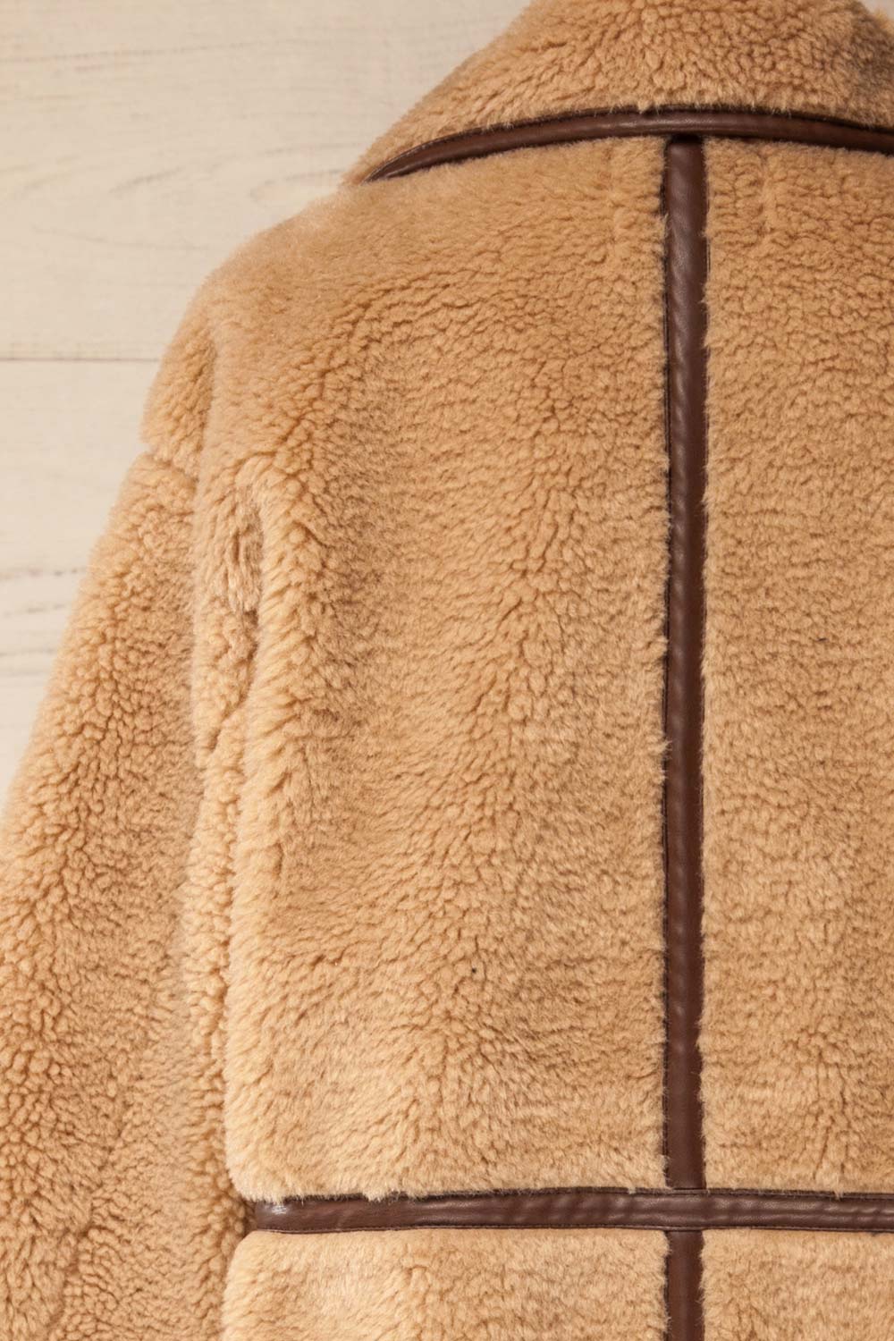 Warwick Beige Button-Up Teddy Coat | La petite garçonne back view