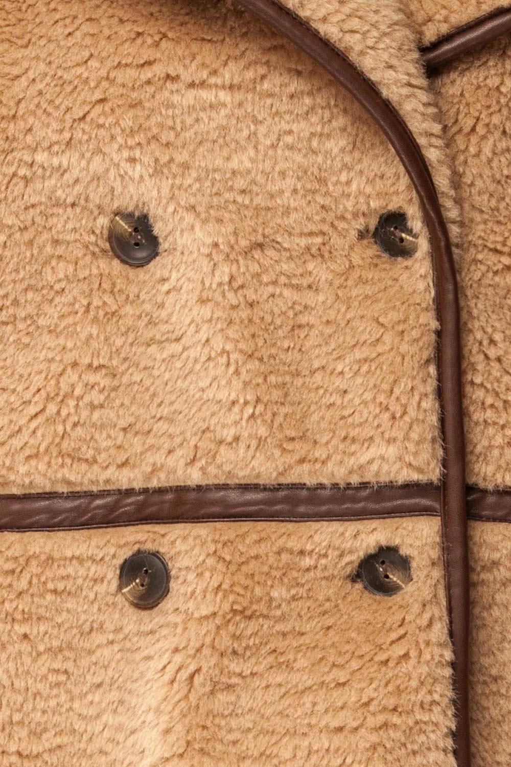 Warwick Beige Button-Up Teddy Coat | La petite garçonne fabric