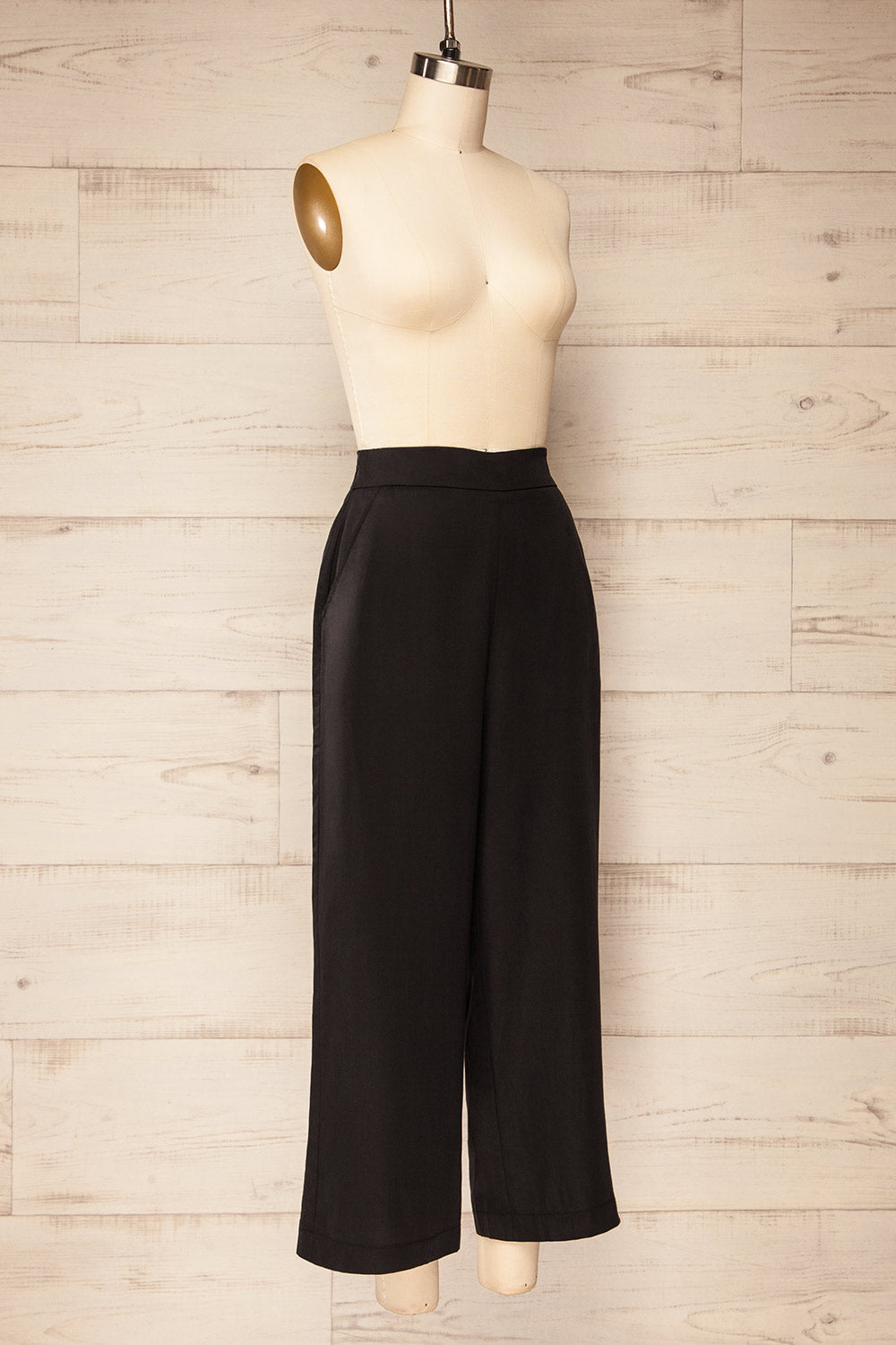 Waterville Cropped Black Wide-Leg Pants | La petite garçonne side view