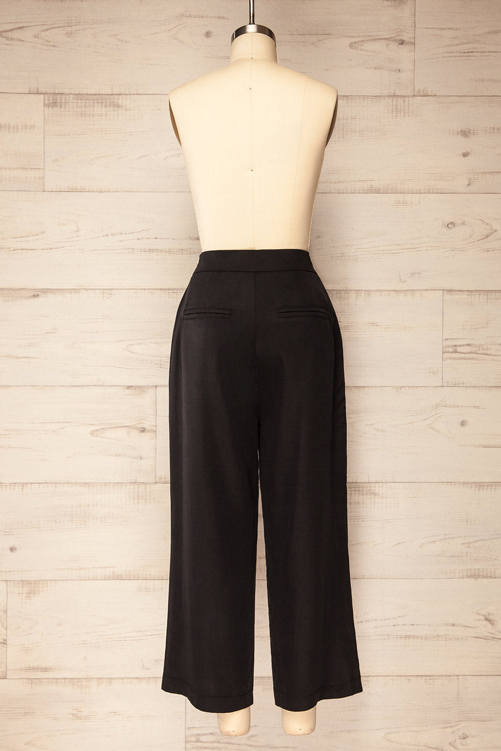 Waterville Cropped Black Wide-Leg Pants | La petite garçonne back view