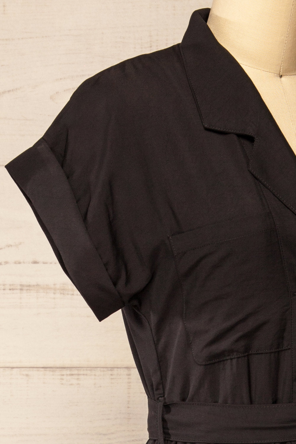 Waverly Black Double-Breasted Dress w/ Tie Belt | La petite garçonne side