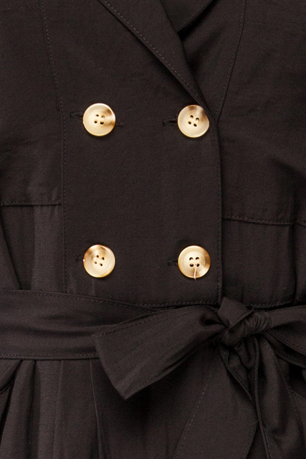 Waverly Black Double-Breasted Dress w/ Tie Belt | La petite garçonne fabric 
