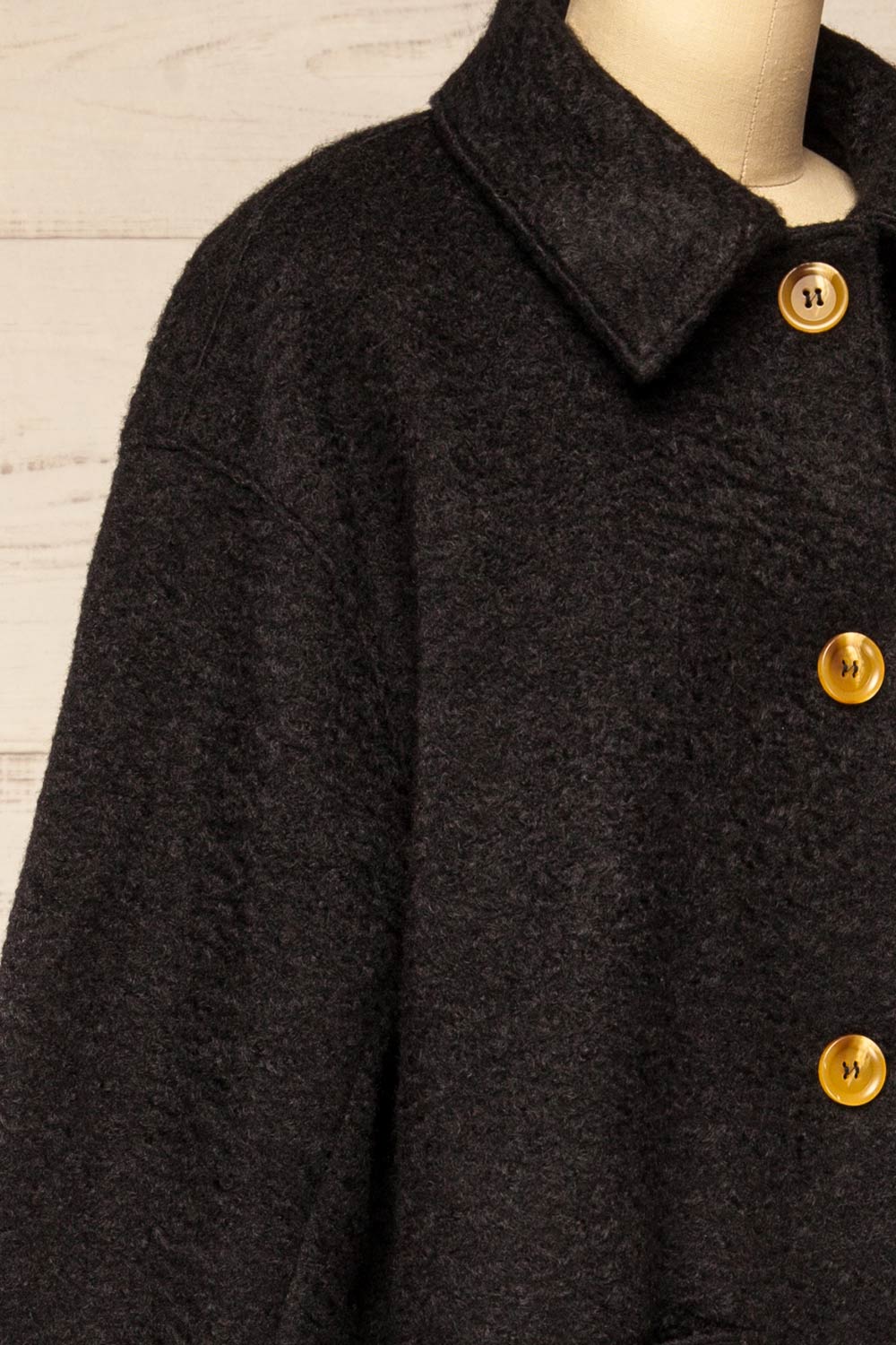 Wayward Black Long Coat w/ Large Pockets | La petite garçonne side