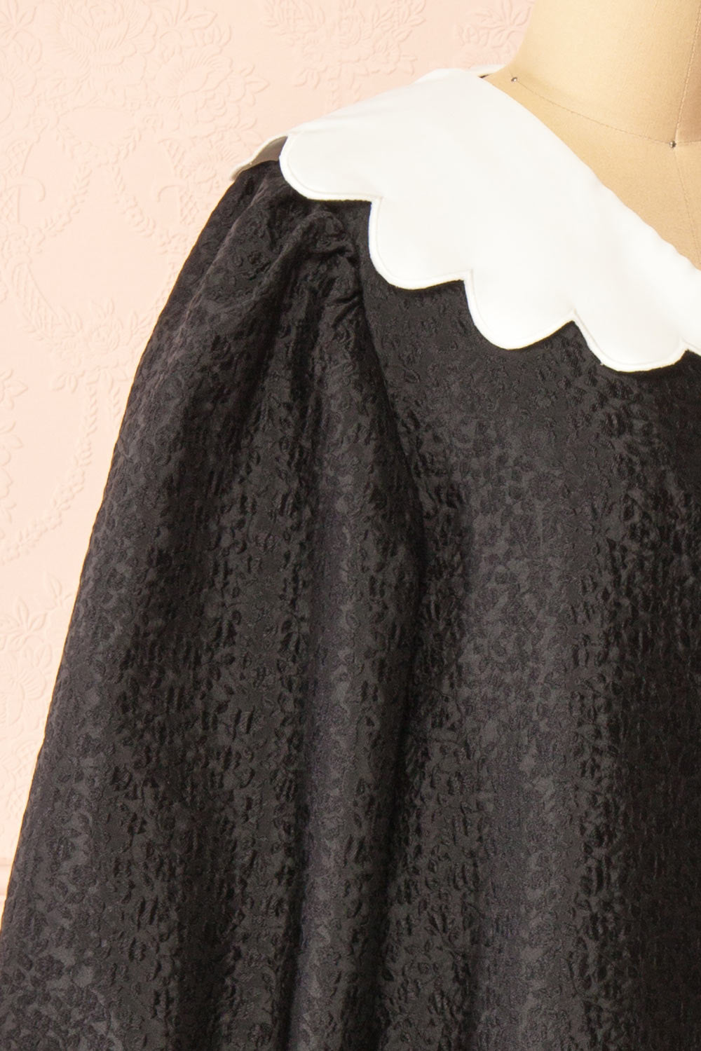 Whimsie Short Black Floral Textured Dress | Boutique 1861 side