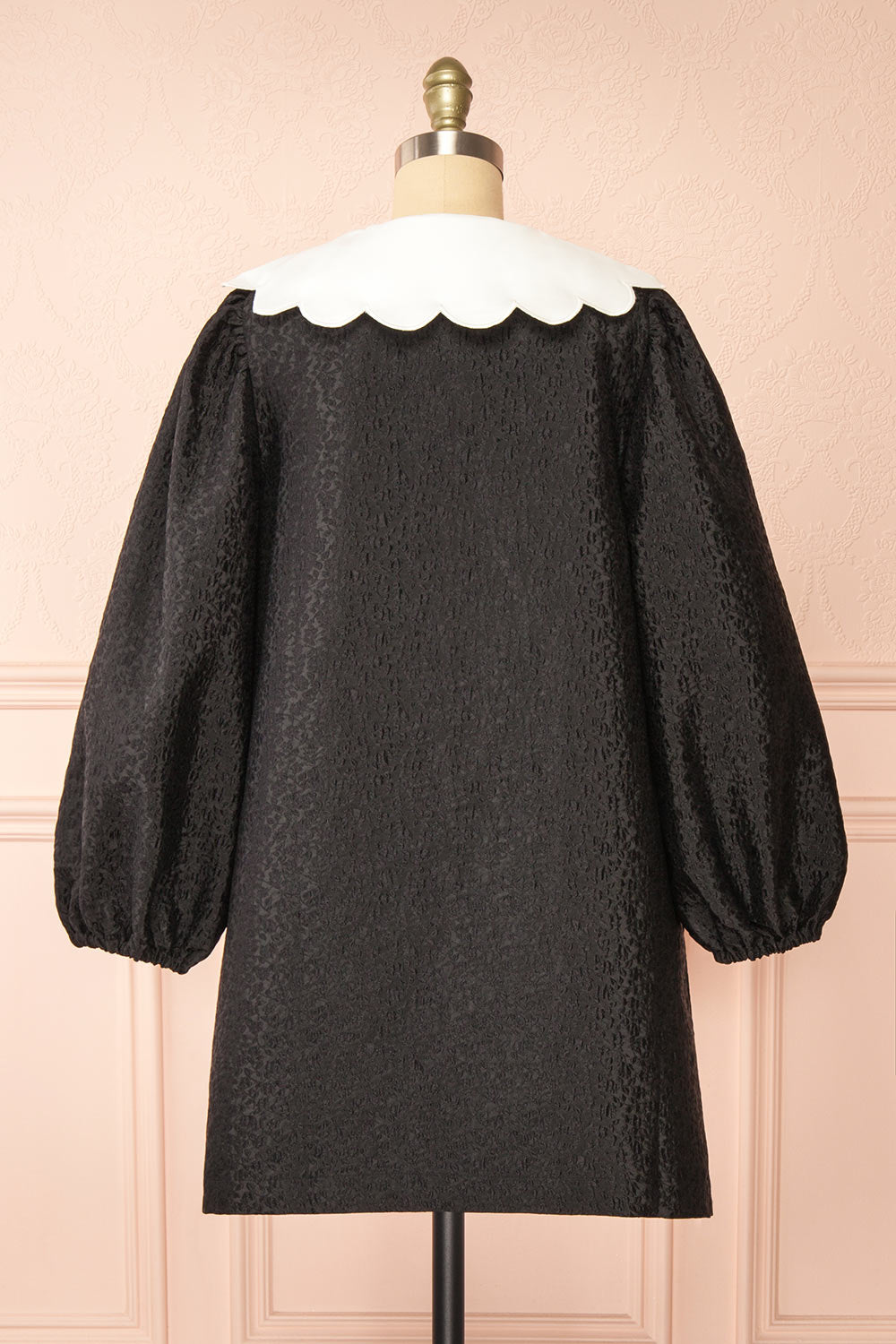 Whimsie Short Black Floral Textured Dress | Boutique 1861 back view