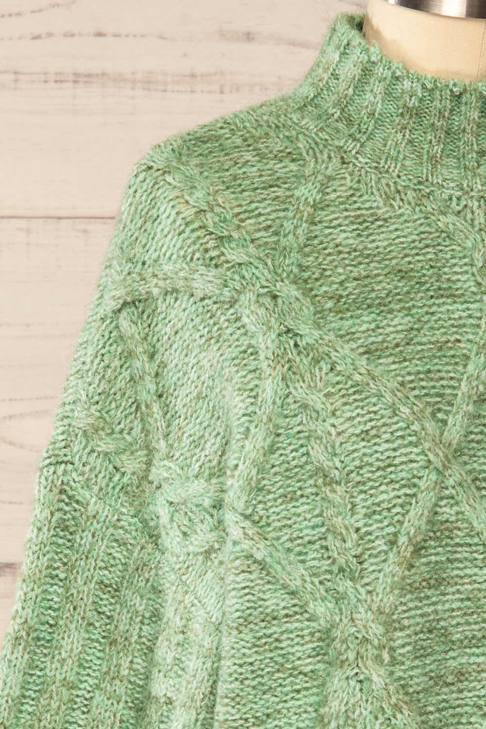 Wilfric Sage Oversized Thick Knit Sweater | La petite garçonne side close-up