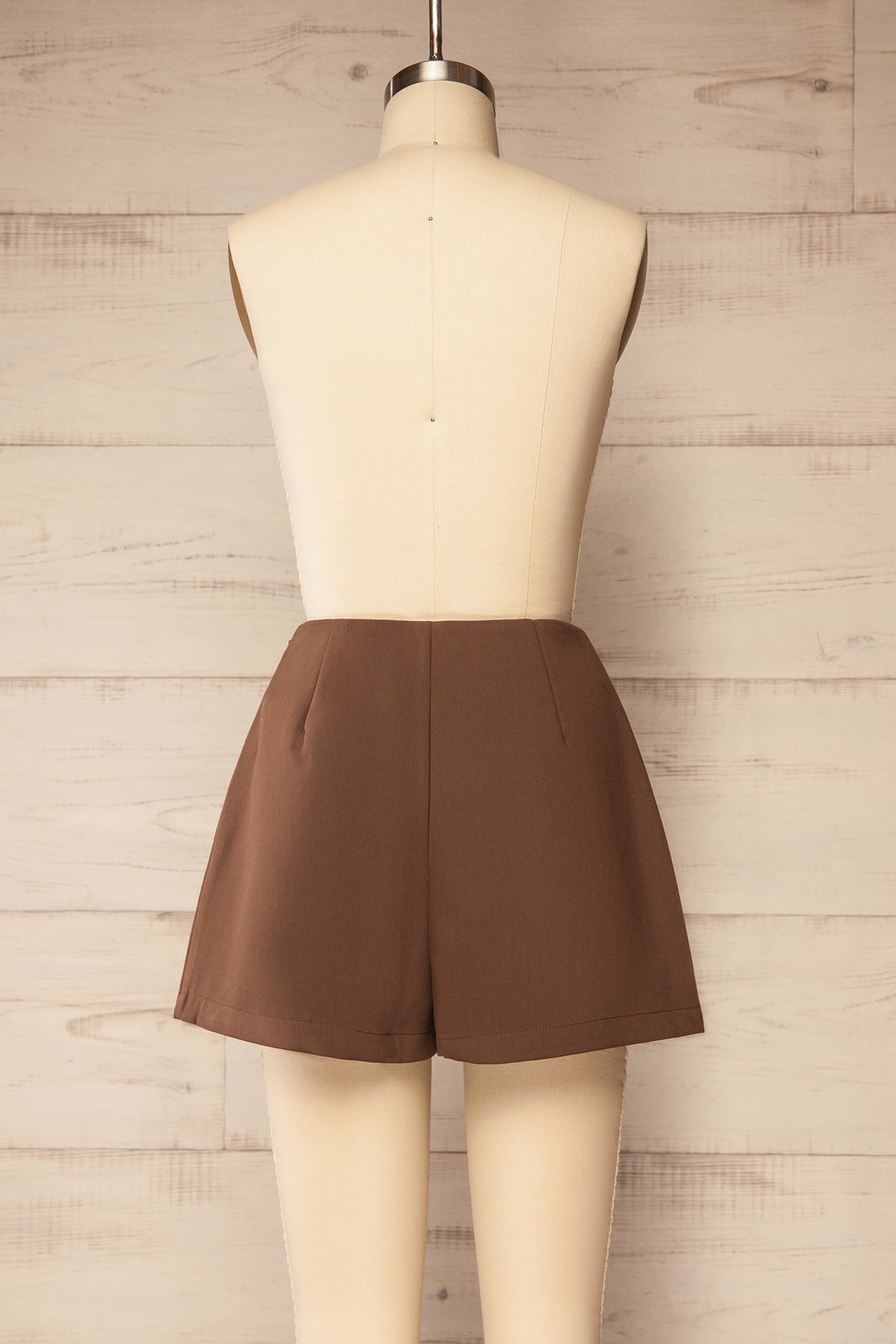 back view of Woburn Brown High-Waisted Tailored Skort at La petite garçonne