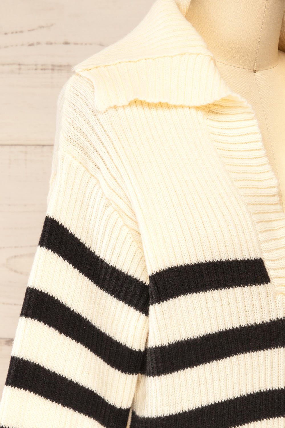 Wokingham | Ivory Knit Sweater w/ Black Stripes | La petite garçonne side