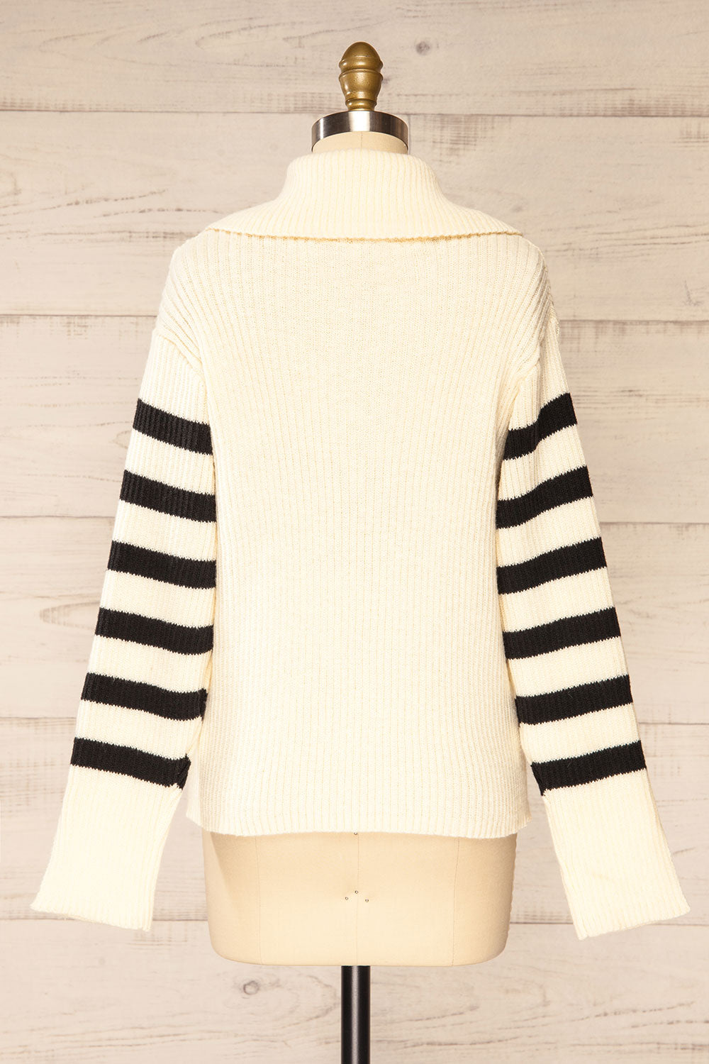 Wokingham | Ivory Knit Sweater w/ Black Stripes | La petite garçonne back view
