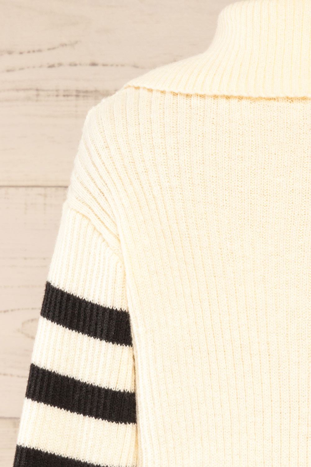 Wokingham | Ivory Knit Sweater w/ Black Stripes | La petite garçonne back