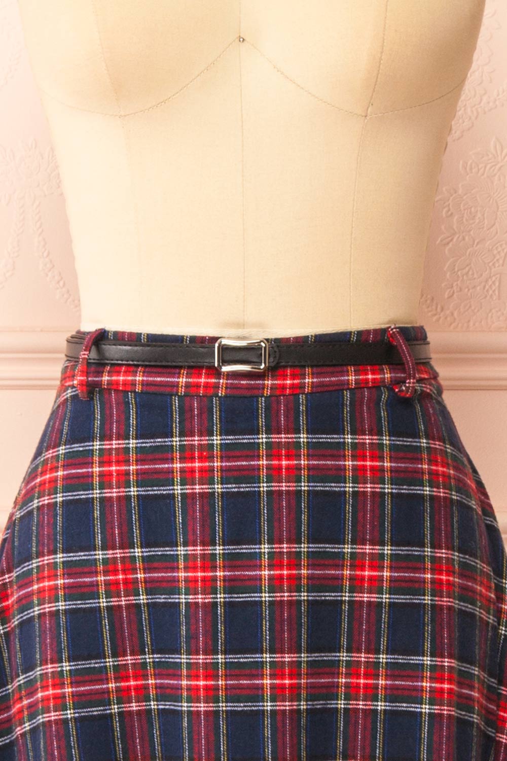 Wylie Plaid Midi Skirt w/ Belt | Boutique 1861 front