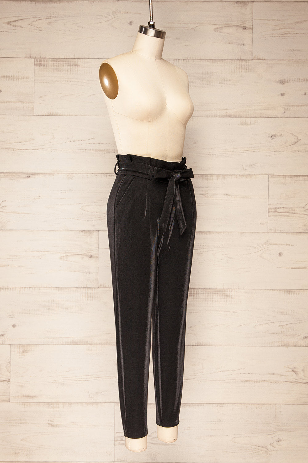 Wytham Black Sparkly Pleated Pants | La petite garçonne side view