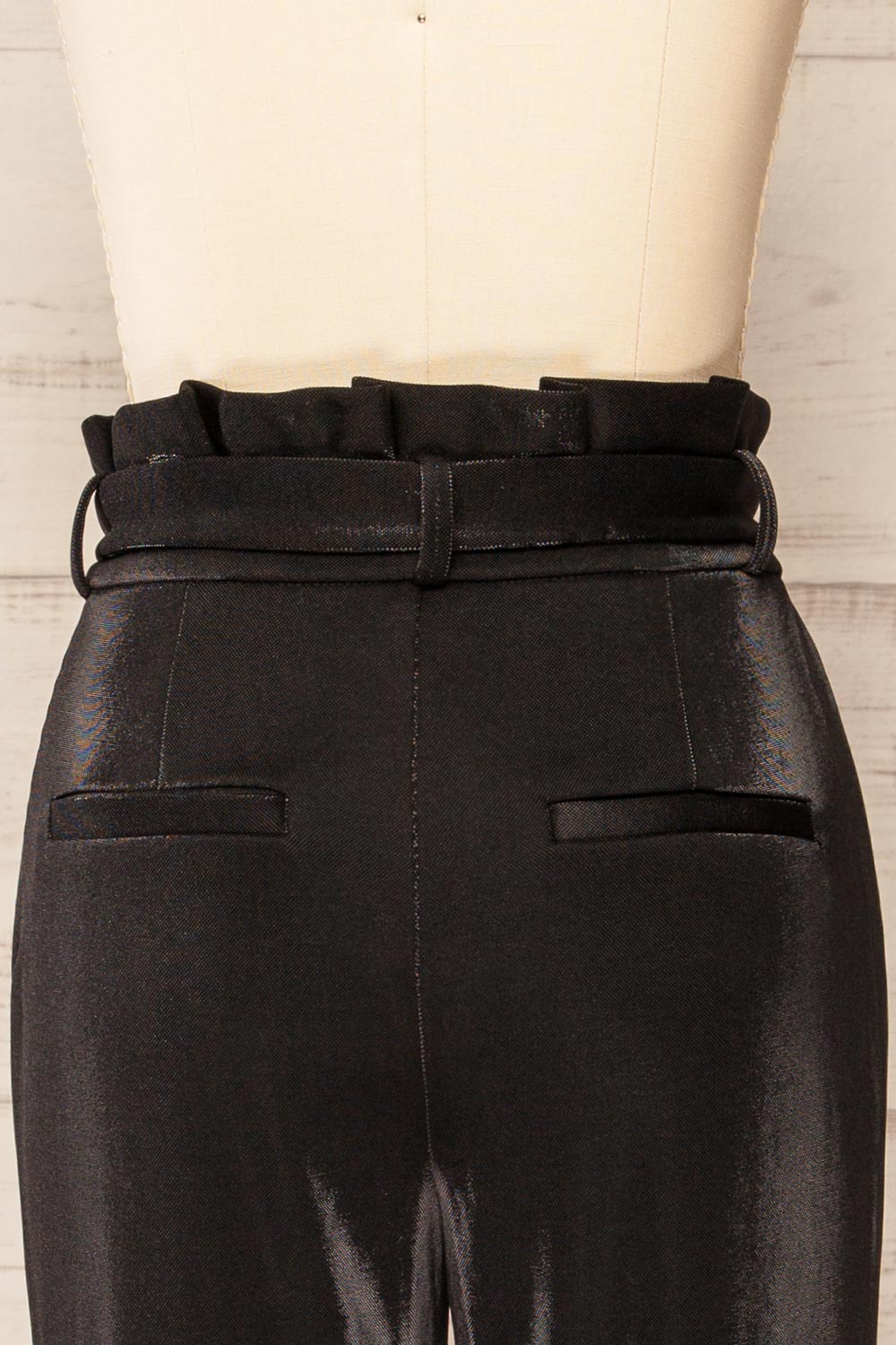Wytham Black Sparkly Pleated Pants | La petite garçonne back close-up