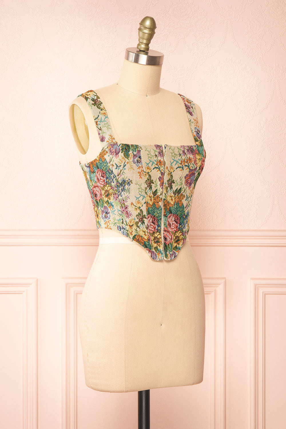 Yanga Cropped Floral Corset Top | Boutique 1861 side view