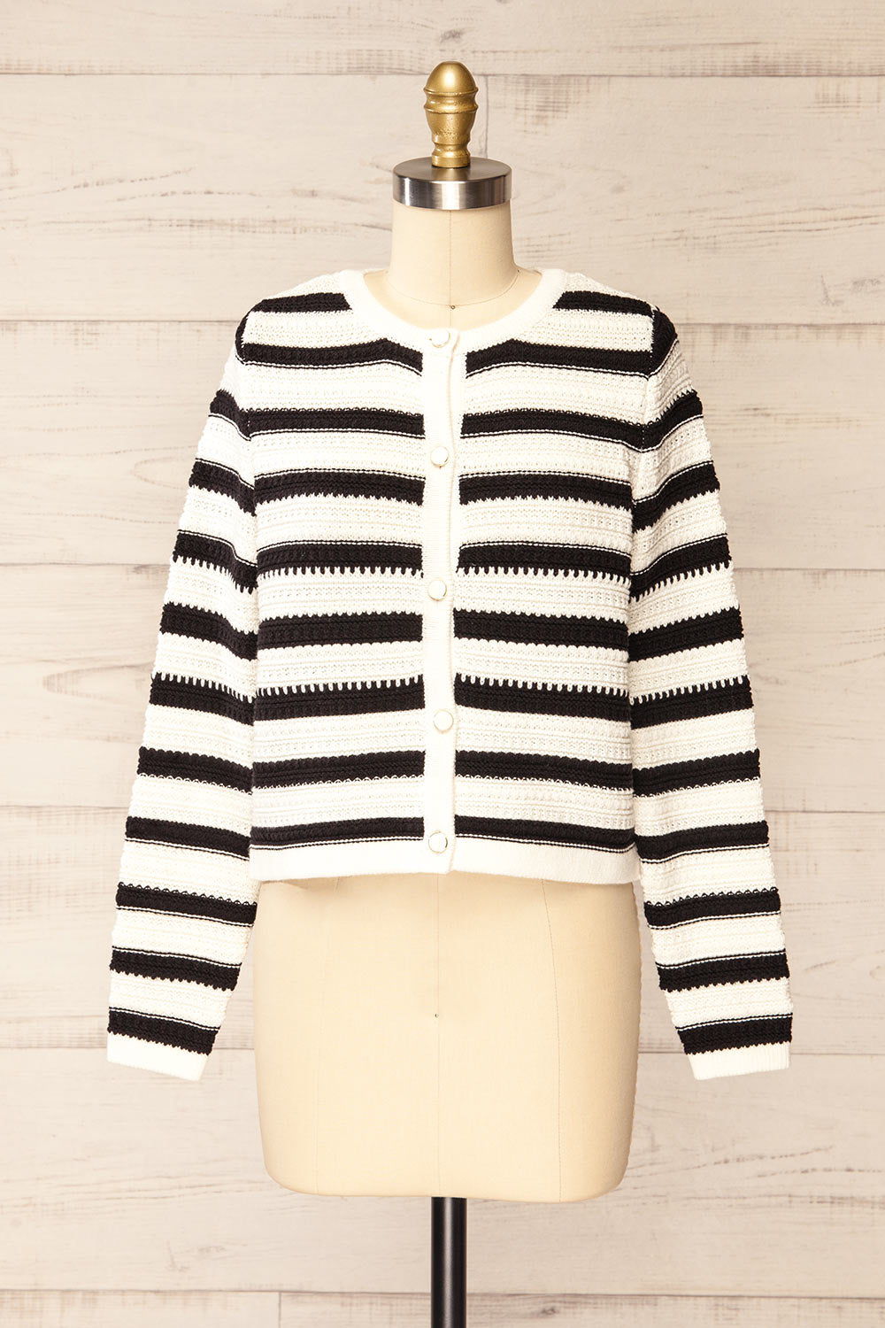 Yarmouth Striped Crochet Cardigan | La petite garçonne front view