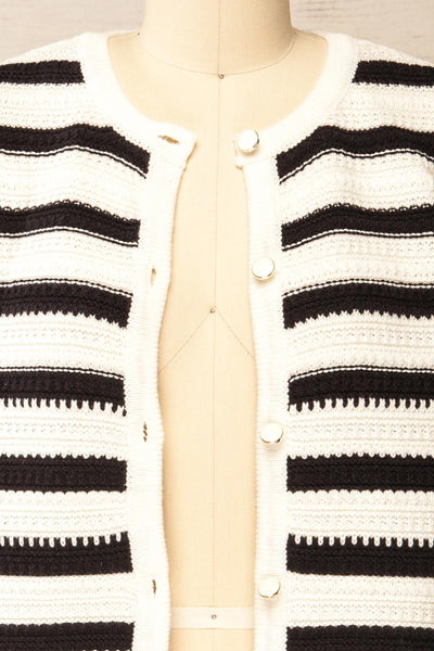 Yarmouth Striped Crochet Cardigan | La petite garçonne open