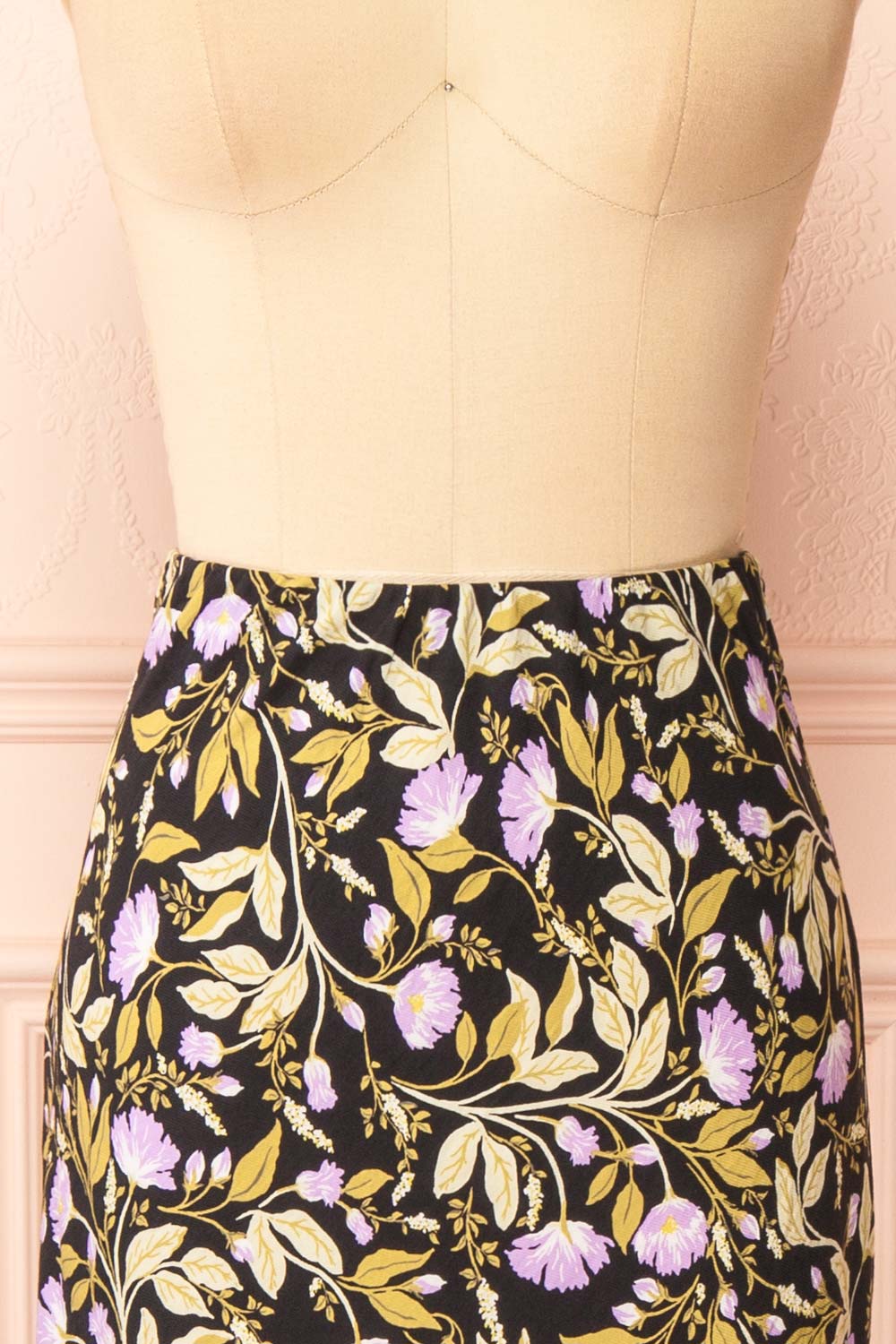 Yasmina Long Black Floral Skirt | Boutique 1861 front