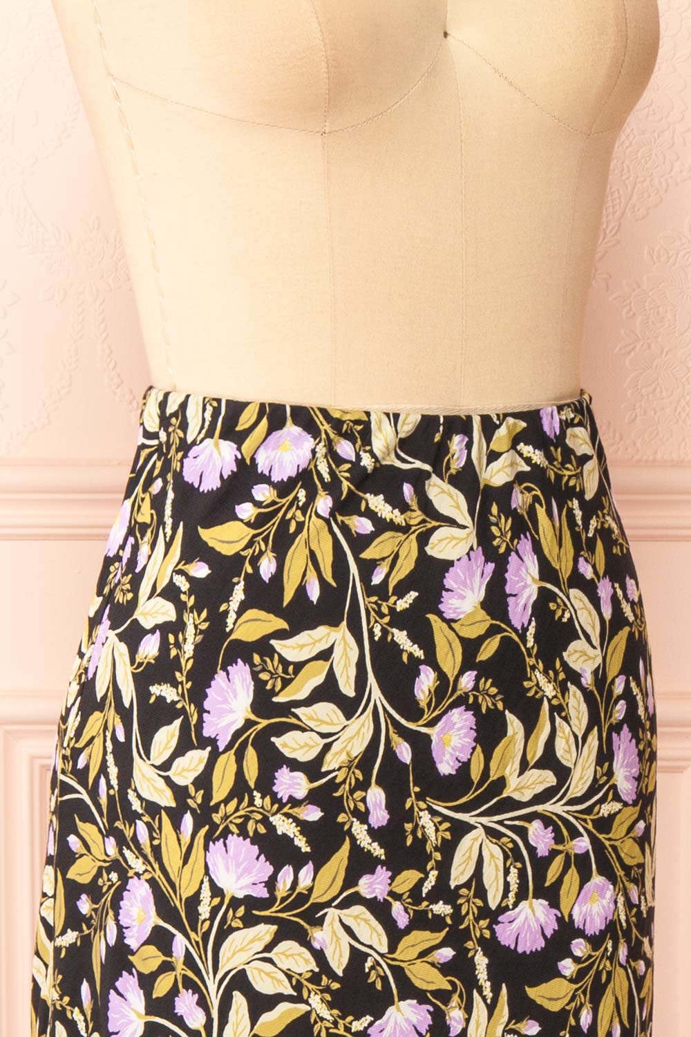 Yasmina Long Black Floral Skirt | Boutique 1861 side