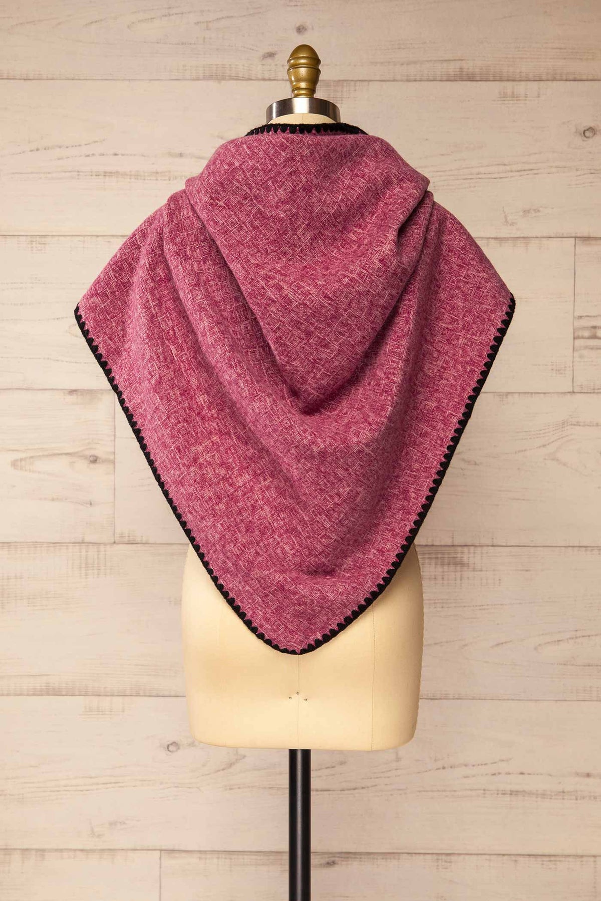 back view of Yelka Pink Triangle Soft Shawl with Contrast Stitch at La petite garçonne