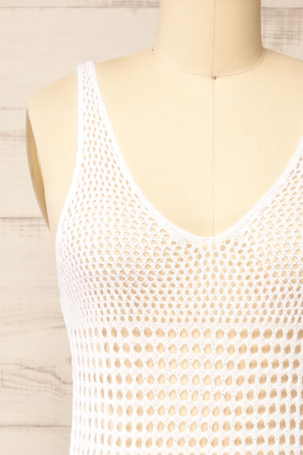 Yeri White Crochet Midi Dress w/ Fringes | La petite garçonne front