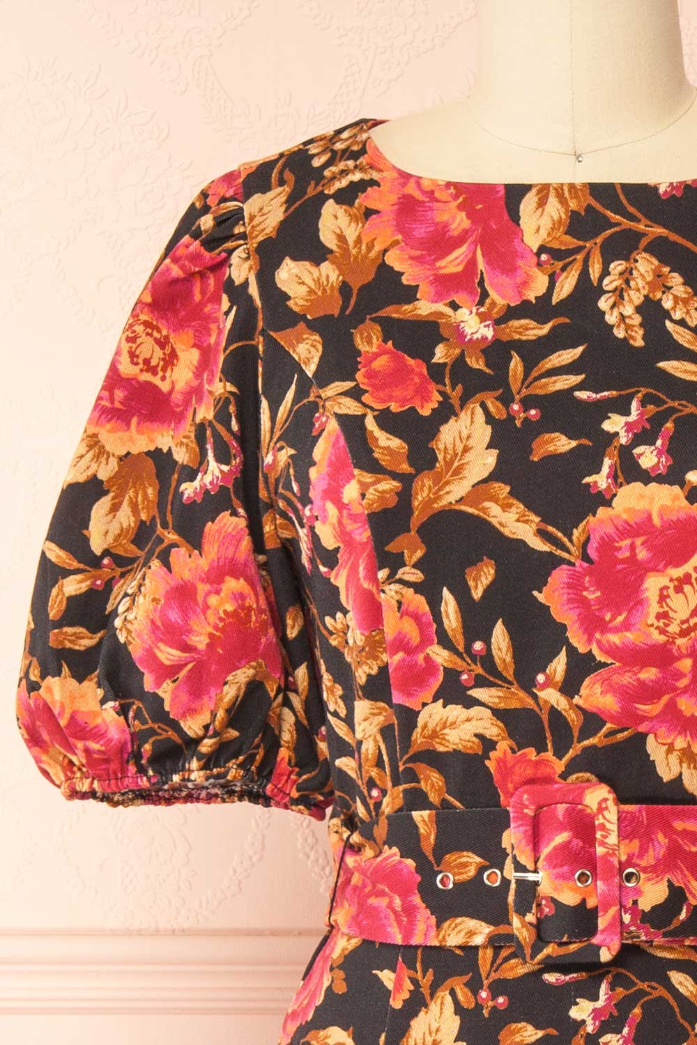 Yeseul Colourful Fitted Floral Denim Dress | Boutique 1861 front