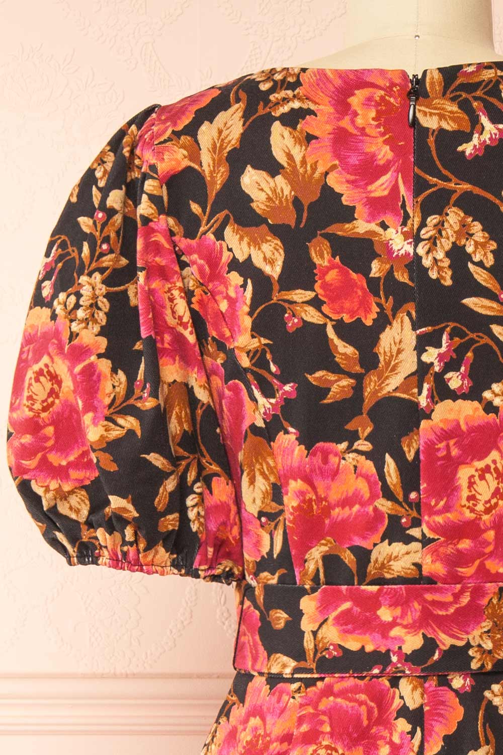 Yeseul Colourful Fitted Floral Denim Dress | Boutique 1861 back