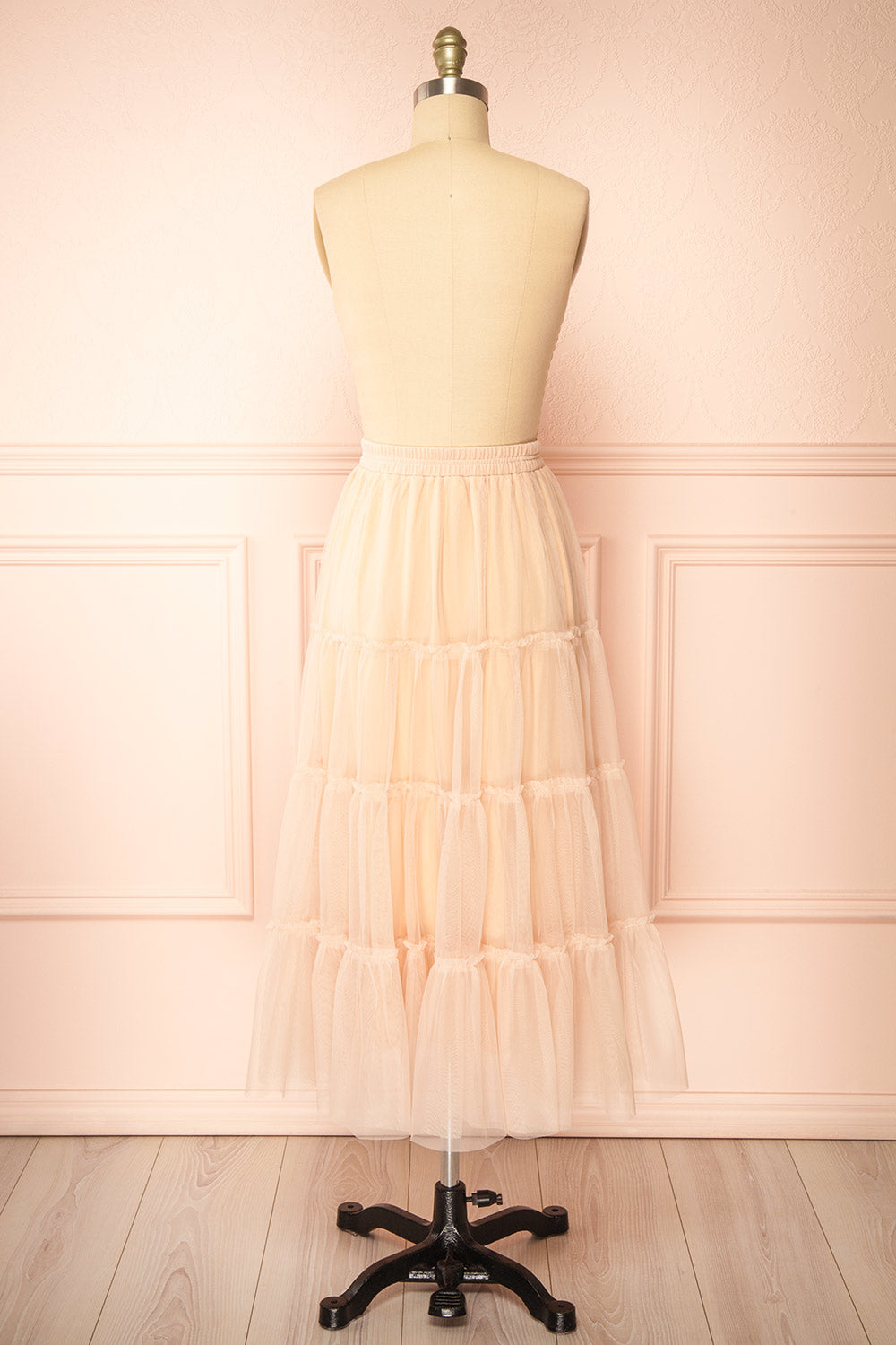 Yotsuba Blush Tiered Tulle Midi Skirt | Boutique 1861 back view