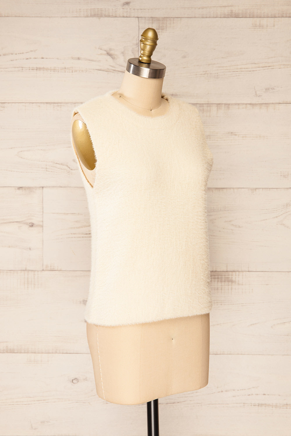 Yerevan Cream Sleeveless Knit Sweater Vest | La petite garçonne side view