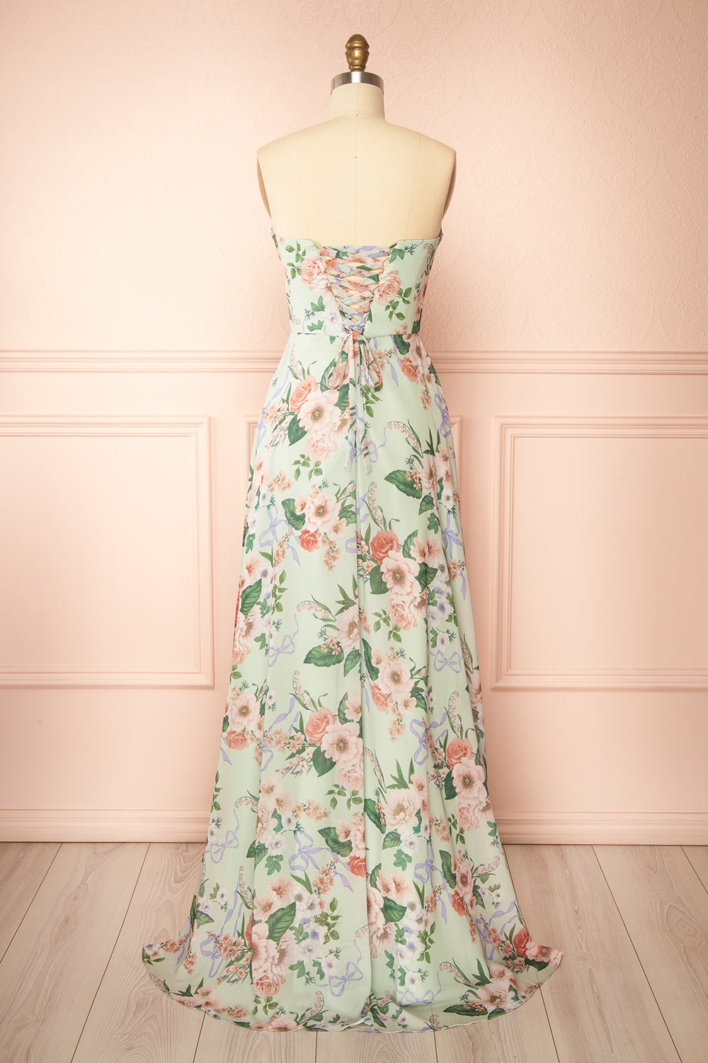 Yujun Maxi Floral Dress with Sweetheart Neckline | Boutique 1861 back view