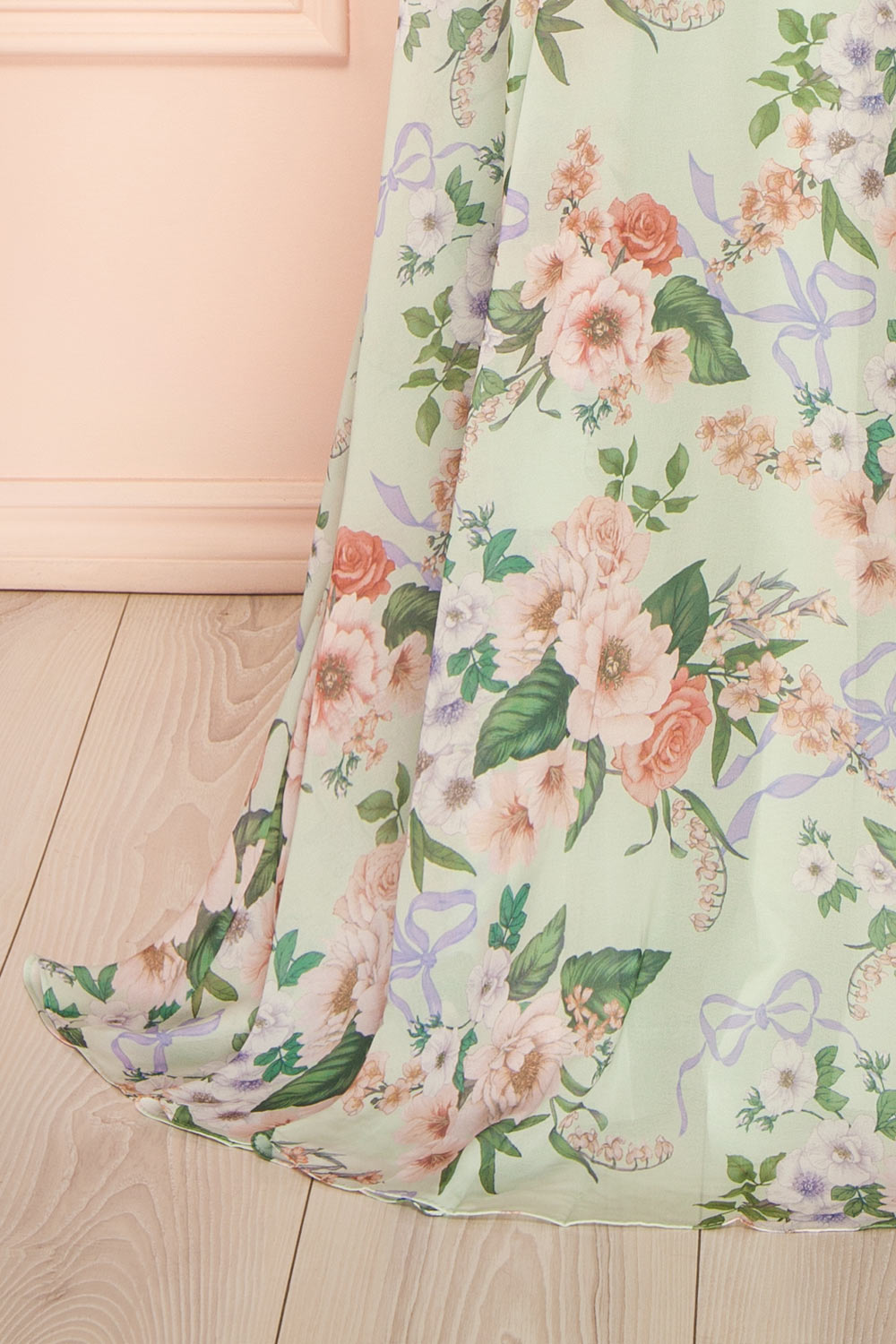 Yujun Maxi Floral Dress with Sweetheart Neckline | Boutique 1861 bottom