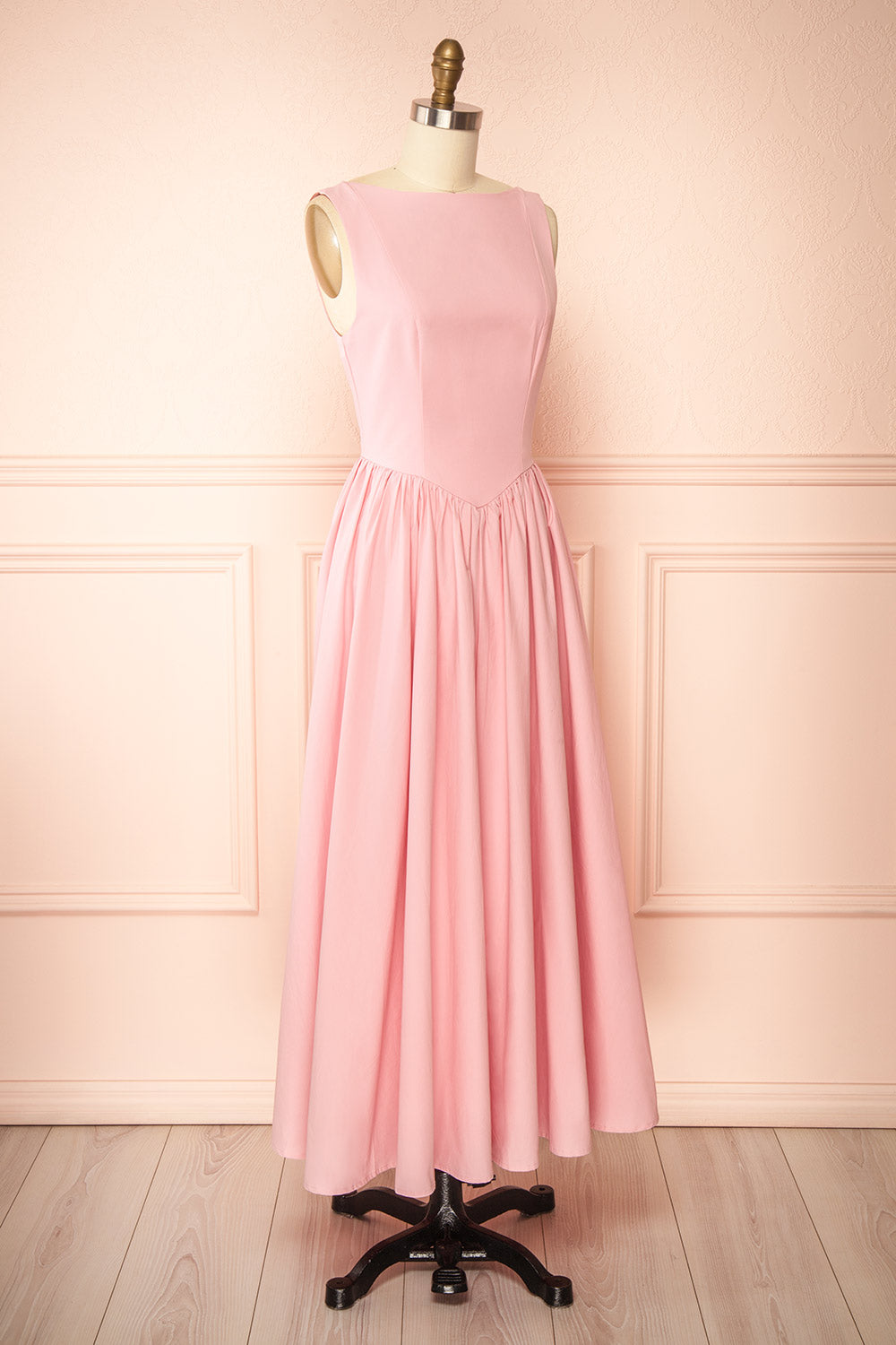 Yuma Pink Maxi Dress w/ Scooped Back | Boutique 1861 side view