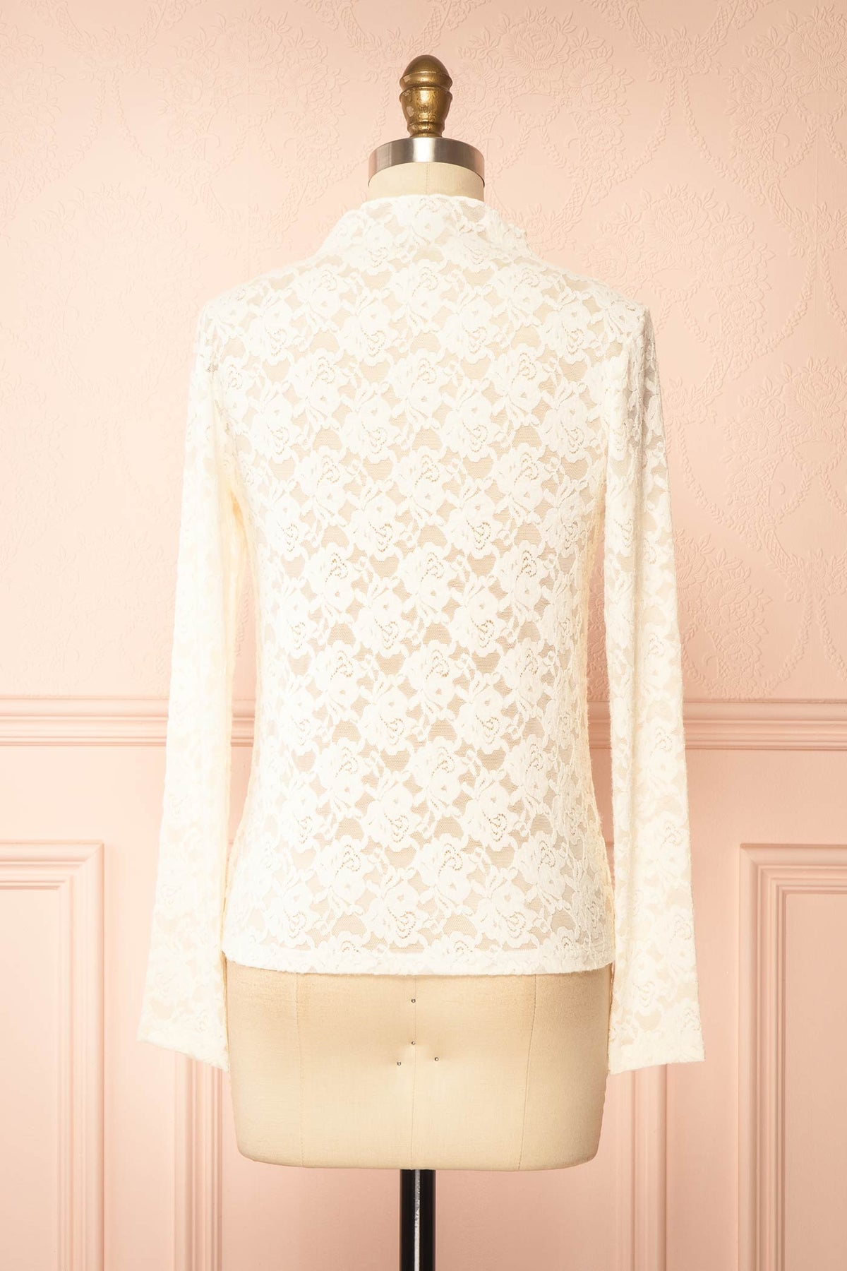 back view of Yumiri Ivory Floral Lace Long Sleeve Top at Boudoir 1861