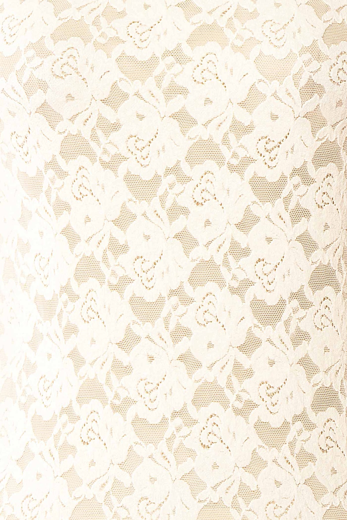 fabric view of Yumiri Ivory Floral Lace Long Sleeve Top at Boudoir 1861