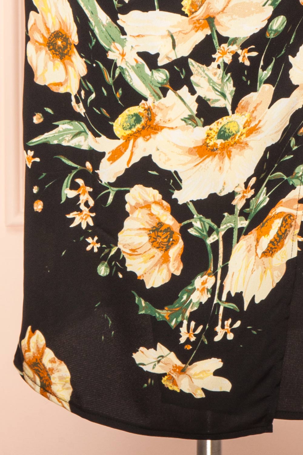 Yziah | Floral Cowl Neck Satin Midi Slip Dress