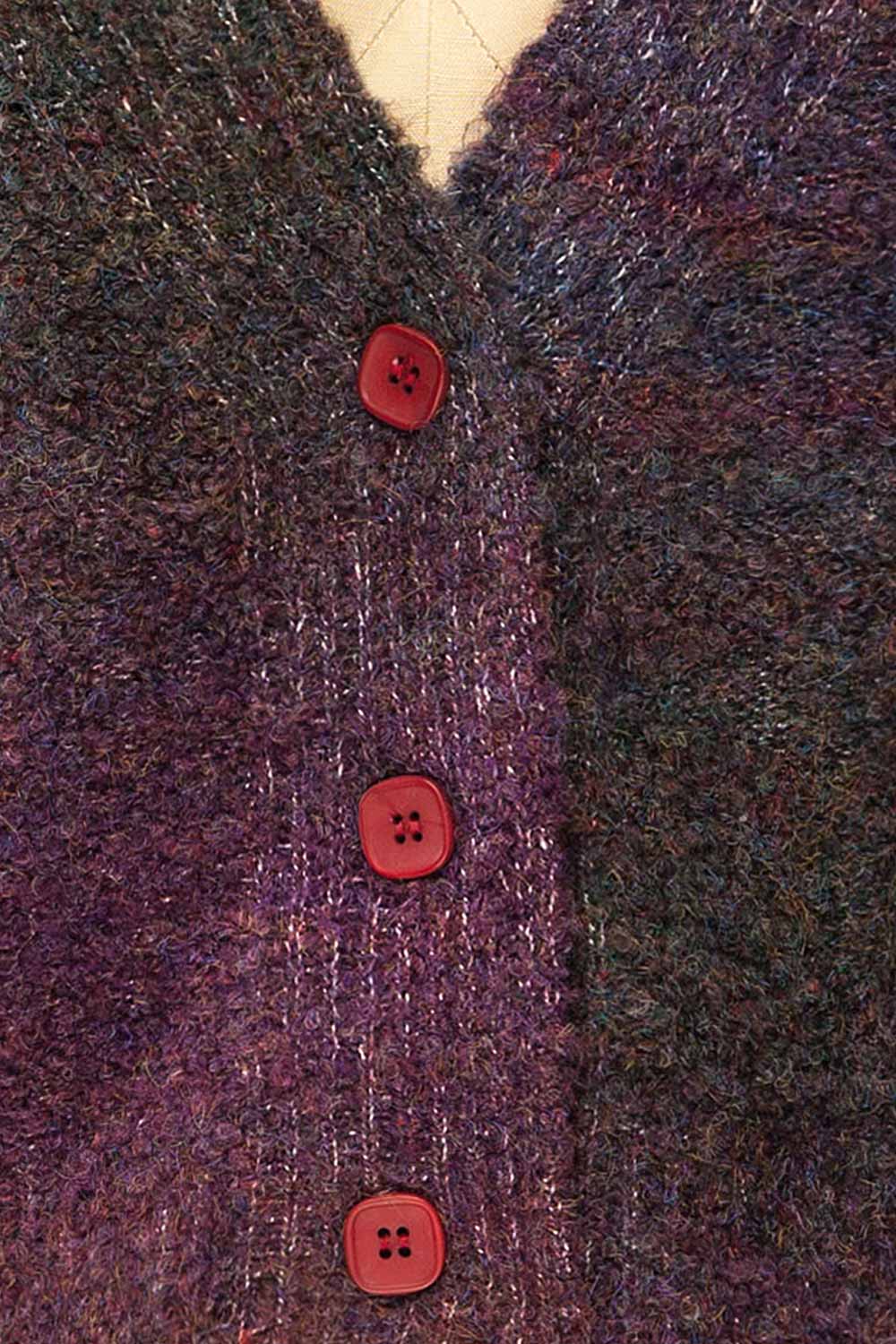 Zadigg Multicoloured Cardigan w/ Red Buttons | La petite garçonne fabric