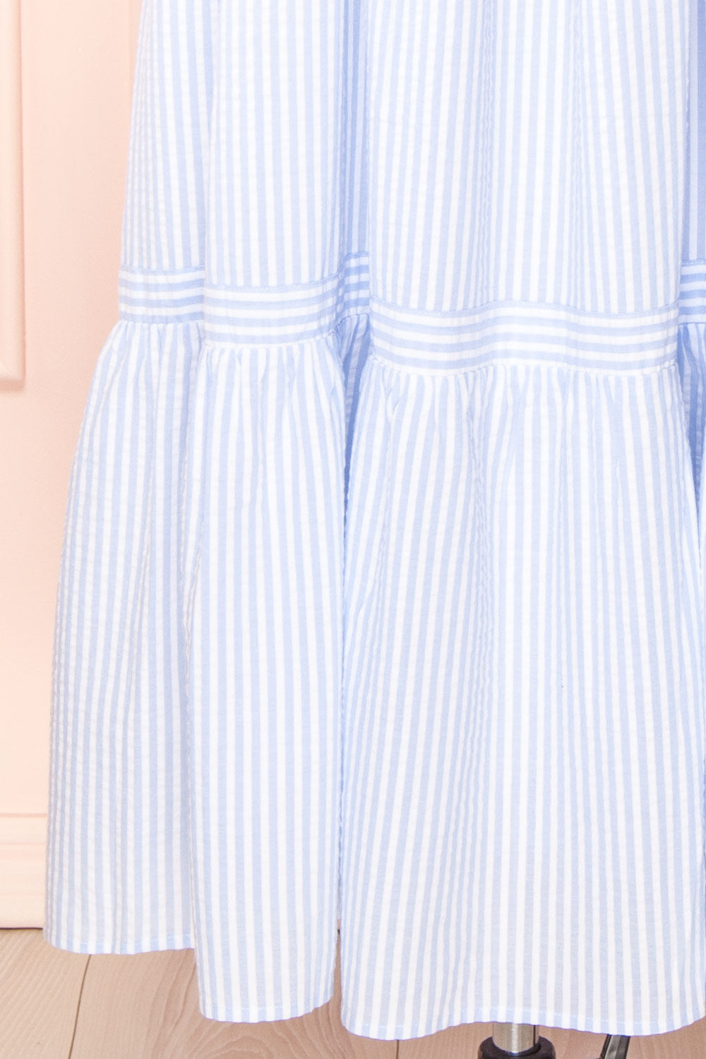 Zahia Blue Striped Maxi Dress w/ Puffy Sleeves | Boutique 1861 bottom